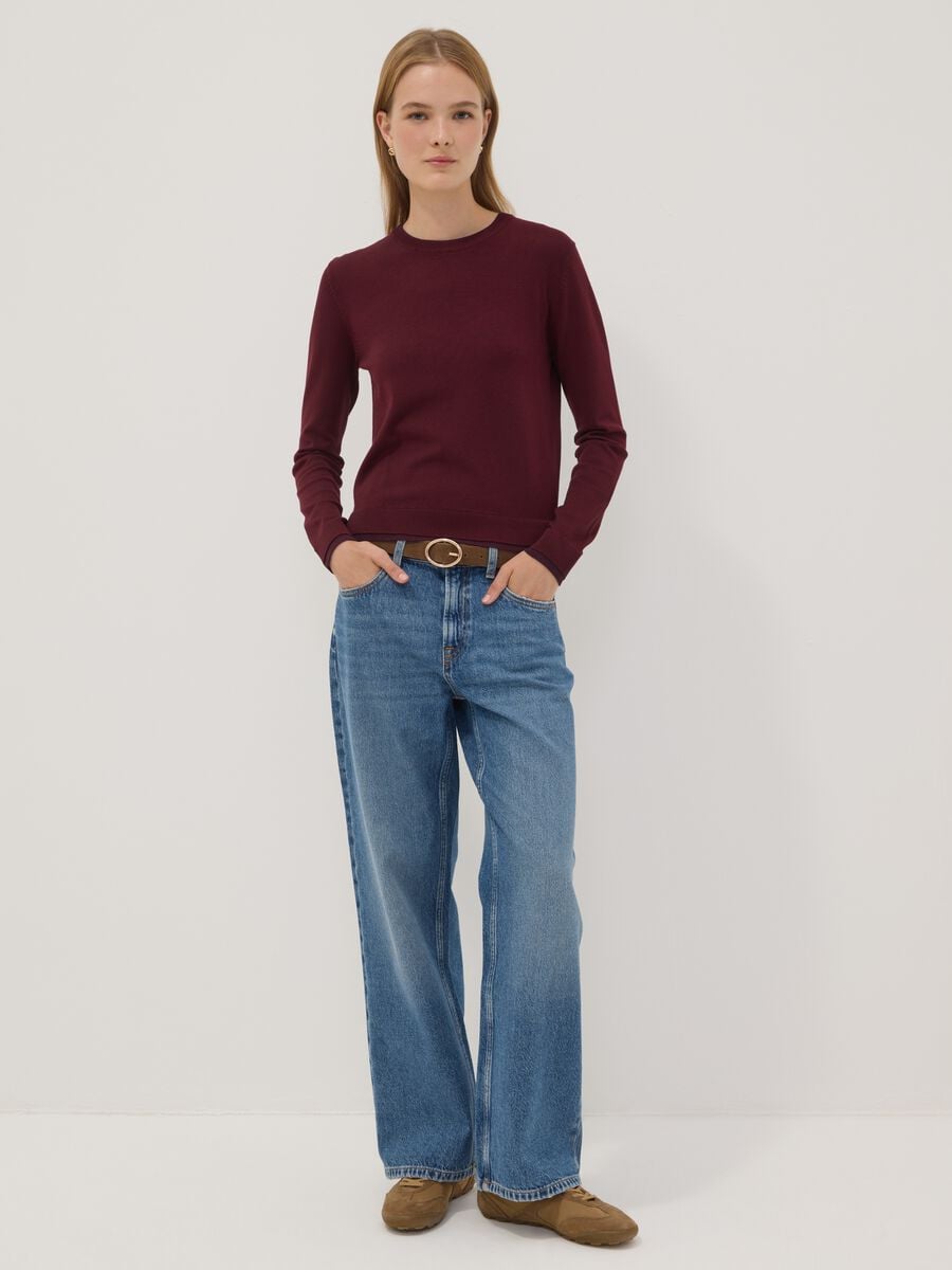 Maglia rossa in misto viscosa a maniche lunghe_2