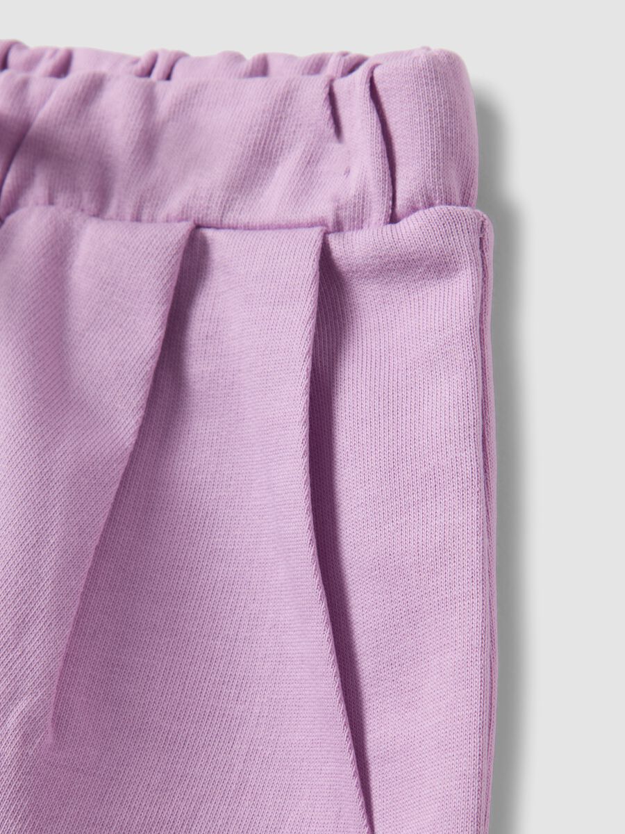 Girls' regular fit purple pure cotton shorts with bow_3