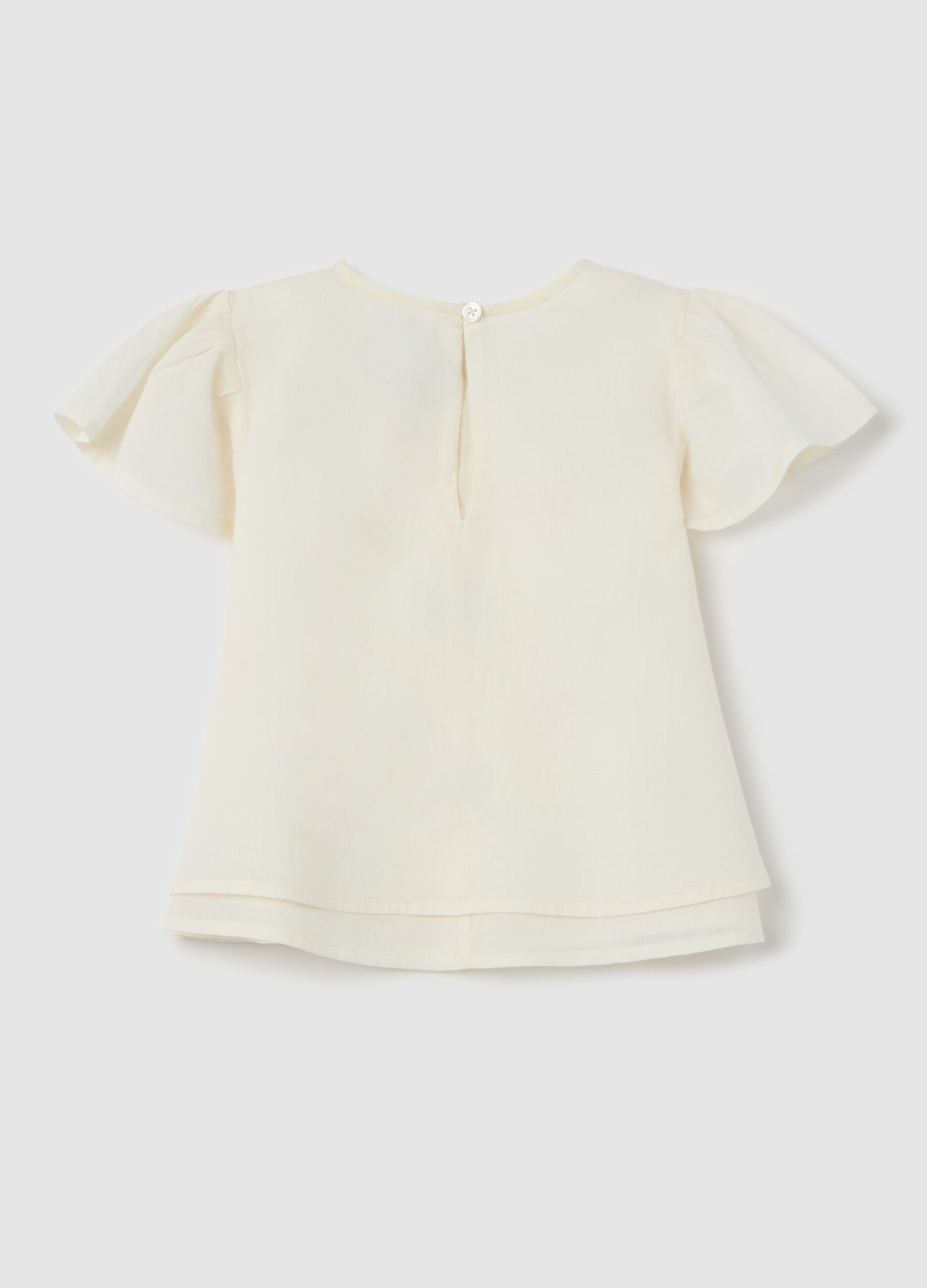Cotton blouse with small flowers embroidery
