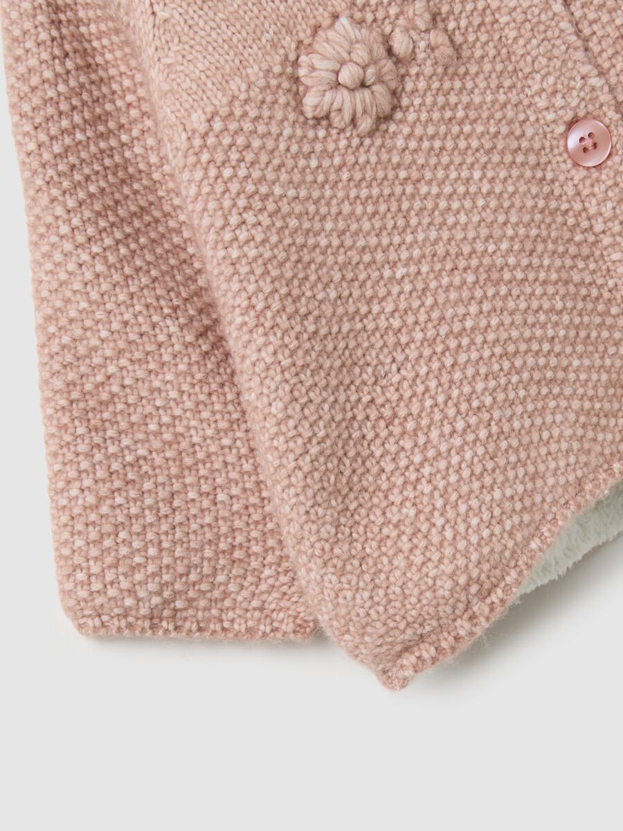 Giacca rosa con cappuccio da neonata regular fit con dettagli floreali_3