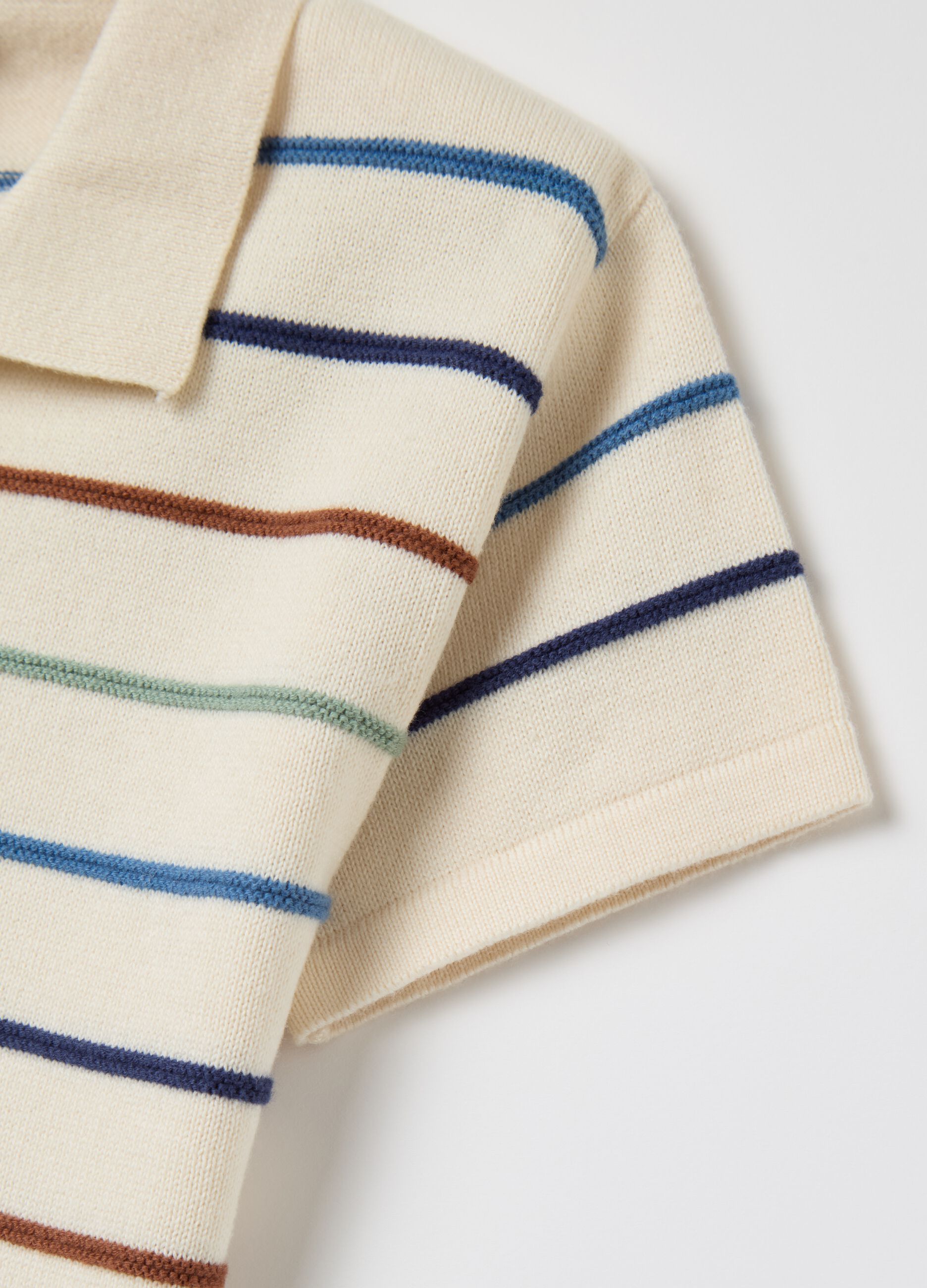 Cotton polo shirt with striped design
