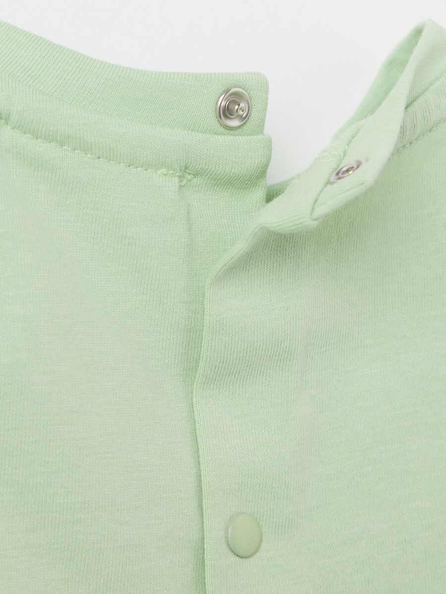 Green T-shirt in cotton with short sleeves and print_3