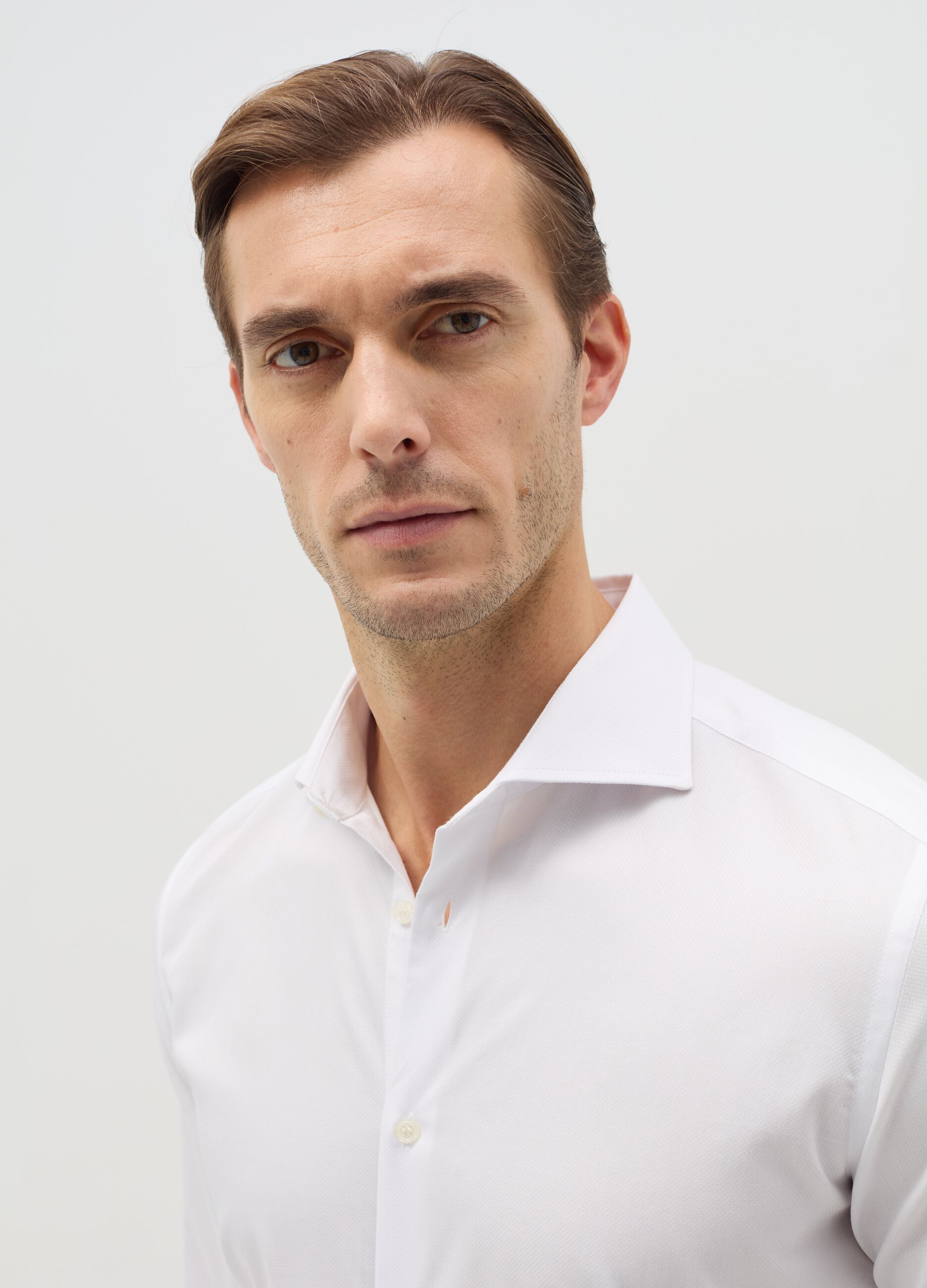 Camicia slim fit easy iron bianco