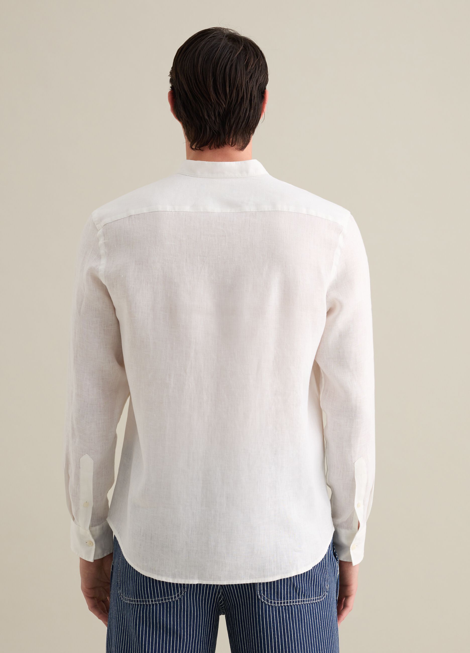 Camicia da uomo in puro lino bianco regular fit