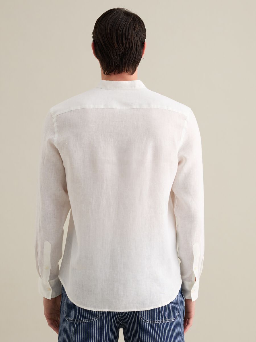 Casual White Linen Shirt Piombo_3
