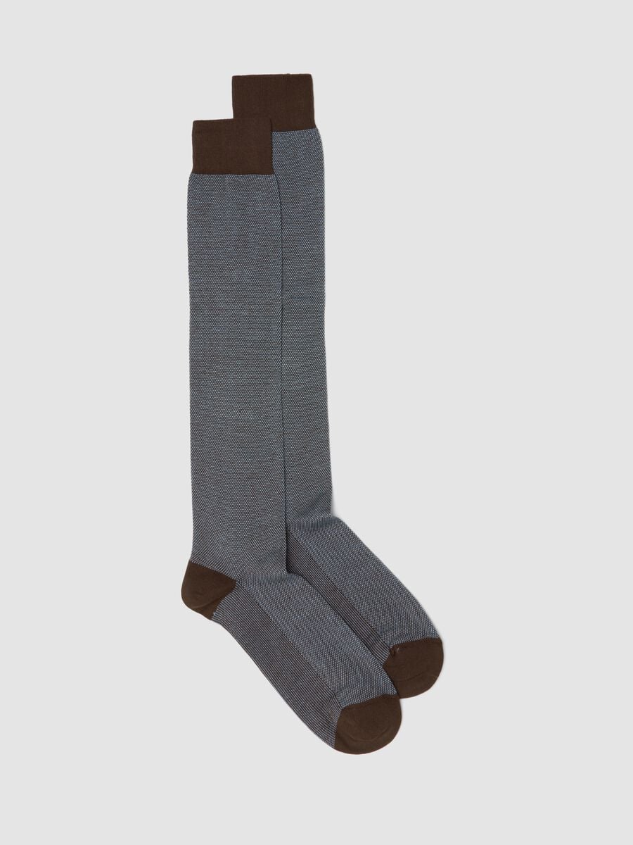 Men&rsquo;s brown long socks in stretch cotton_0