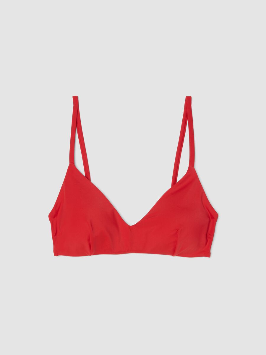 Top bikini rosso a triangolo in tessuto elasticizzato_4