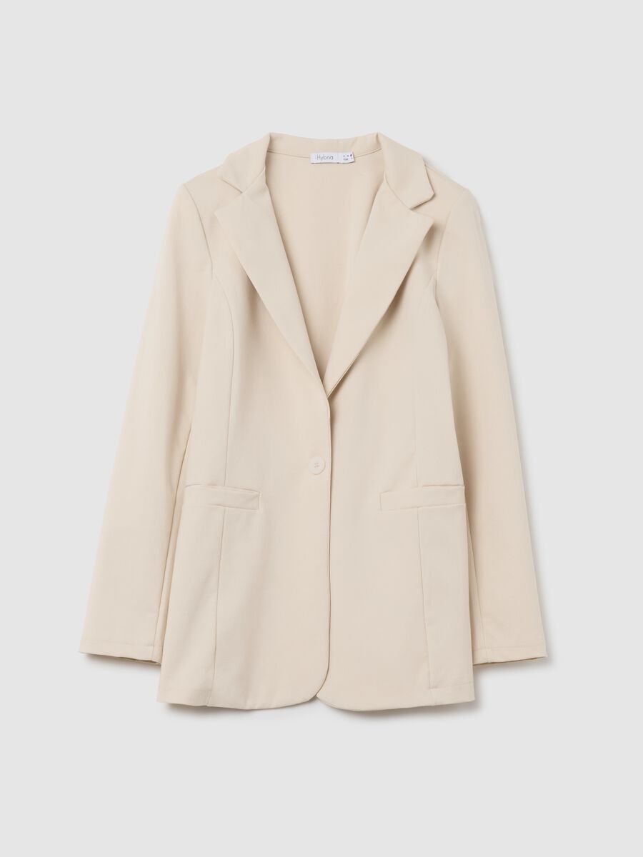 Beige single-breasted blazer_4