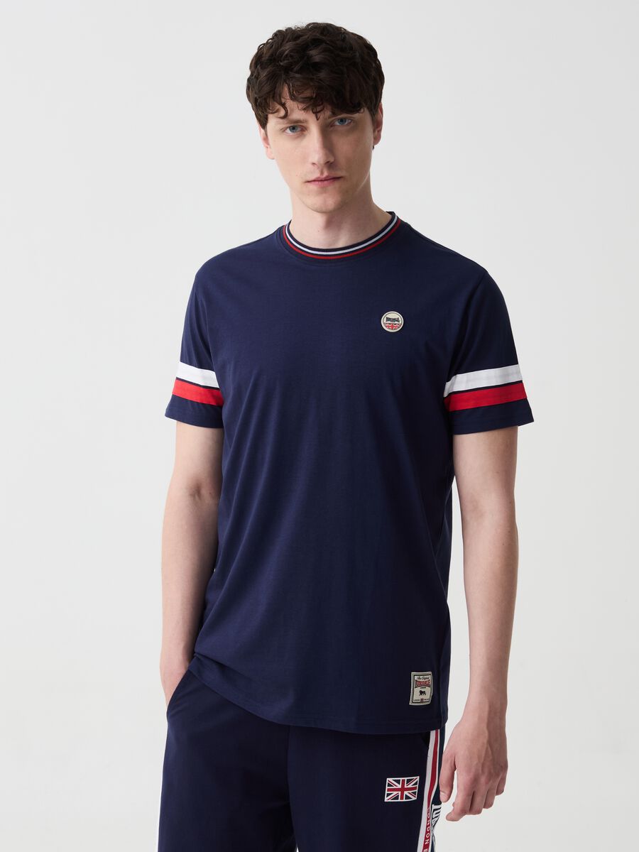 T-shirt with striped edging and patch_0