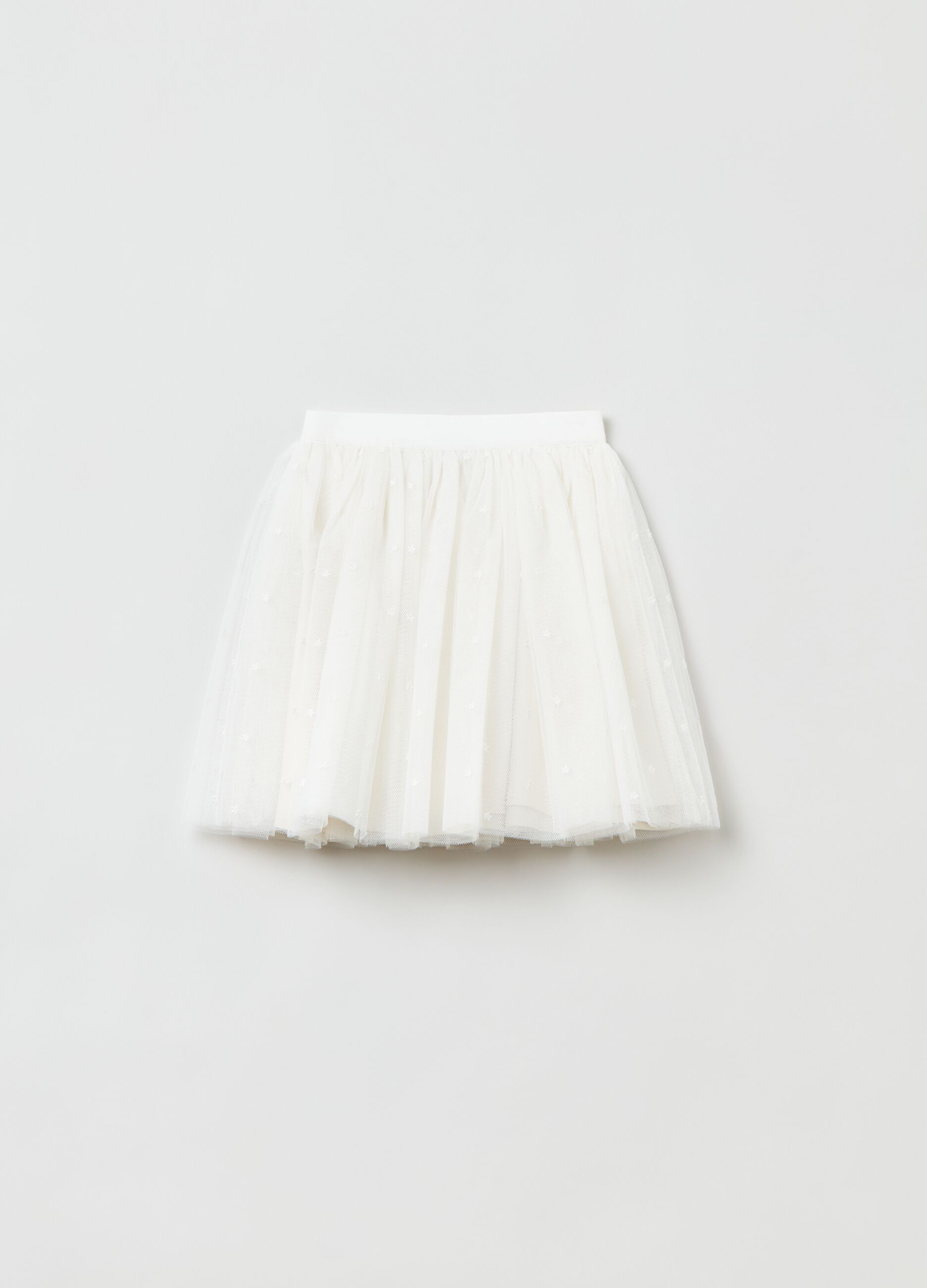 Gonna in tulle con ricamo floreale_0