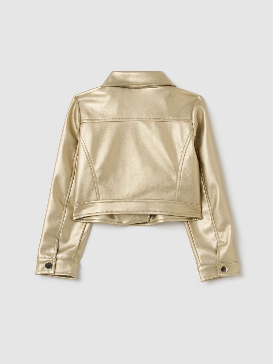 Biker jacket in golden fabric_1