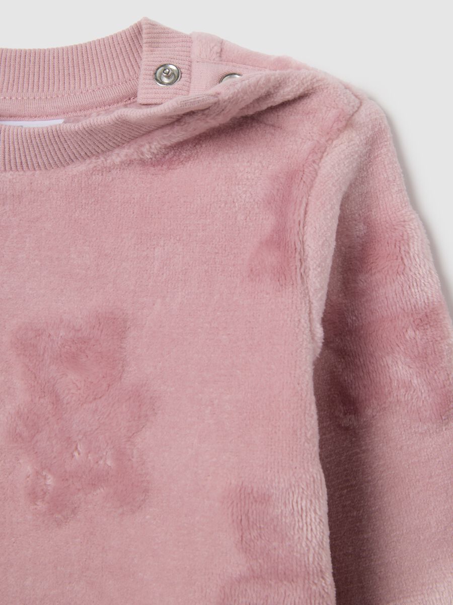 Girls' pink sweatshirt regular fit with round neckline_3