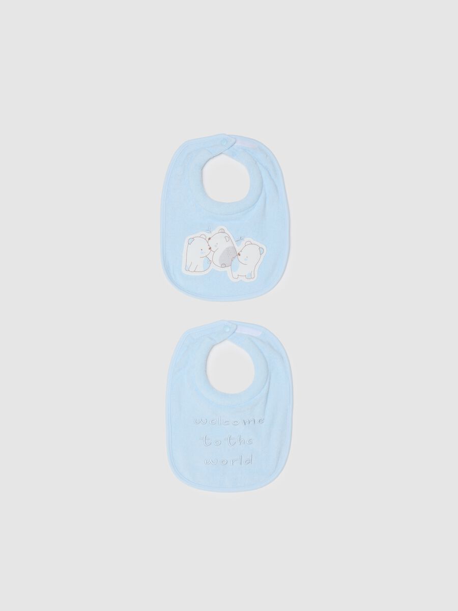 Twin Pack Blue Cotton Baby Bibs_0