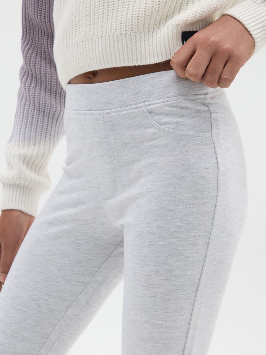 Girls' grey stretch cotton flared treggings_2