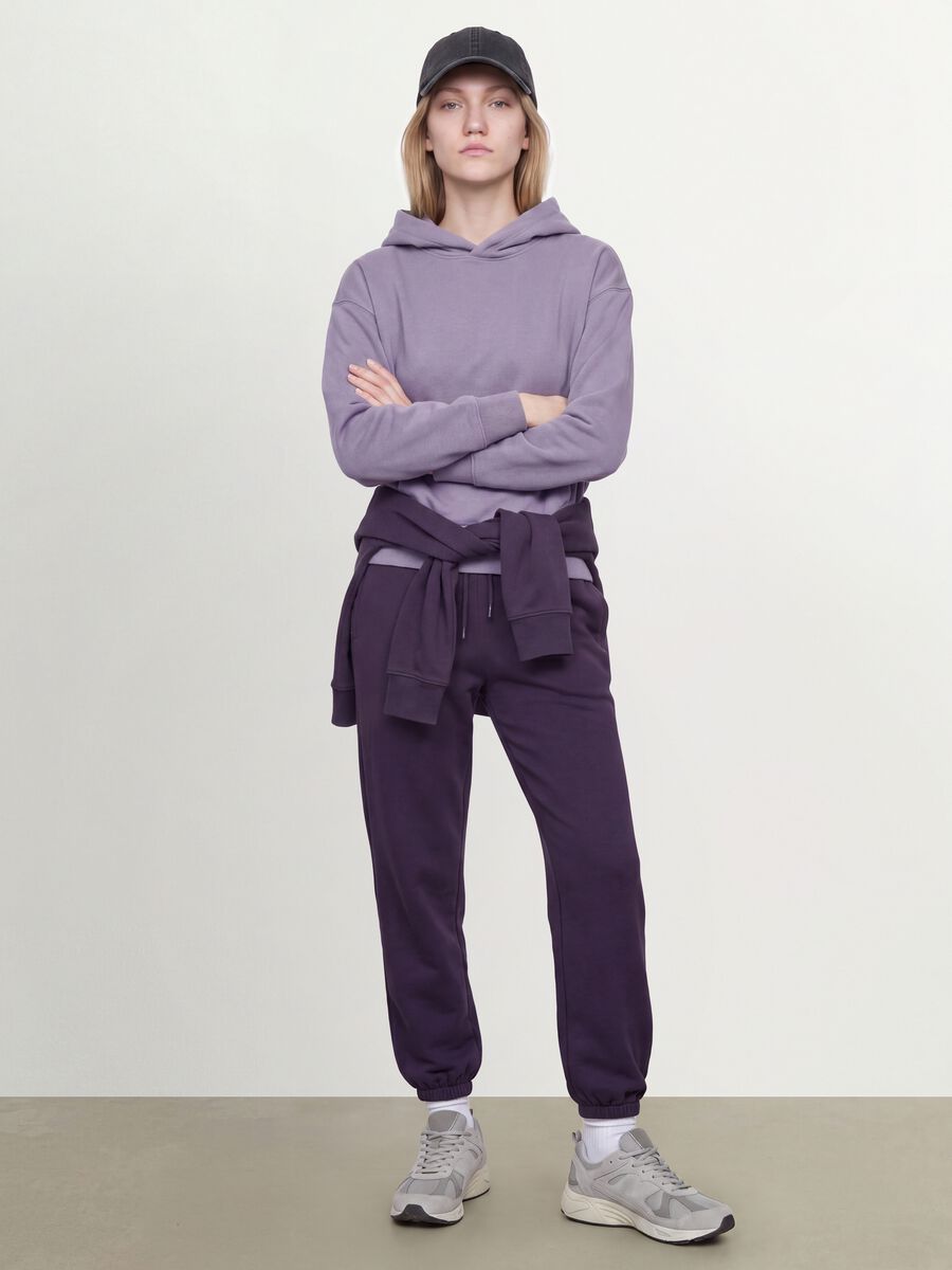 Felpa viola in misto cotone con cappuccio regular fit_1