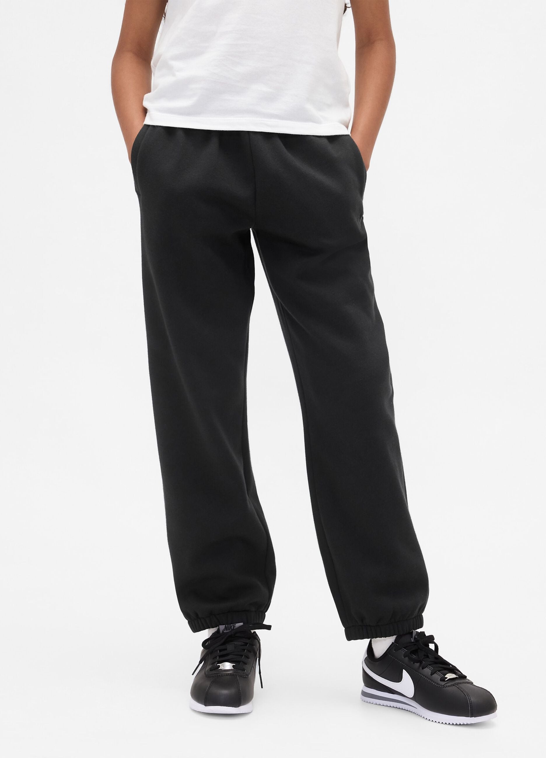 Black cotton blend trousers for girls