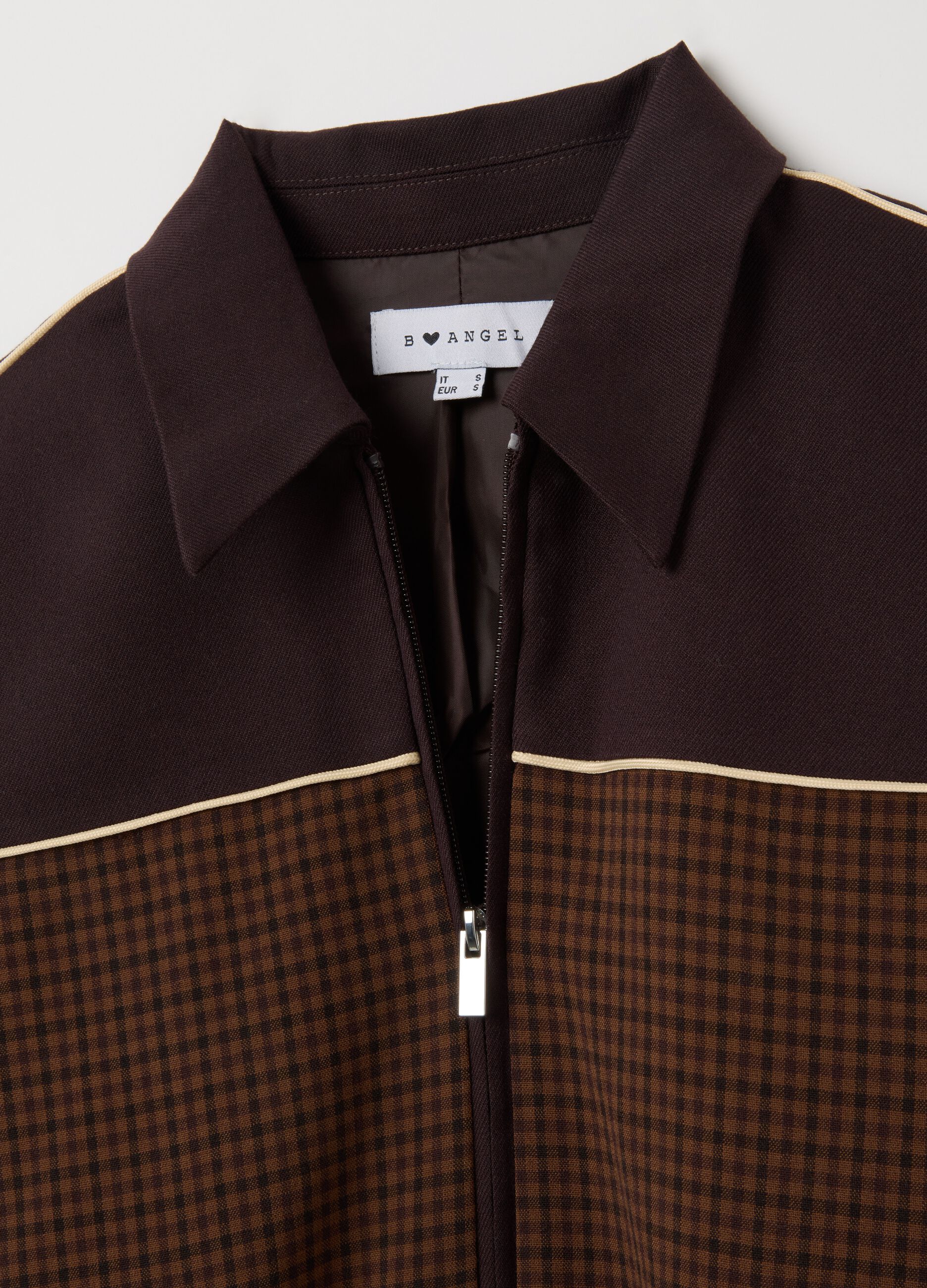 Brown Check Jacket with Zip