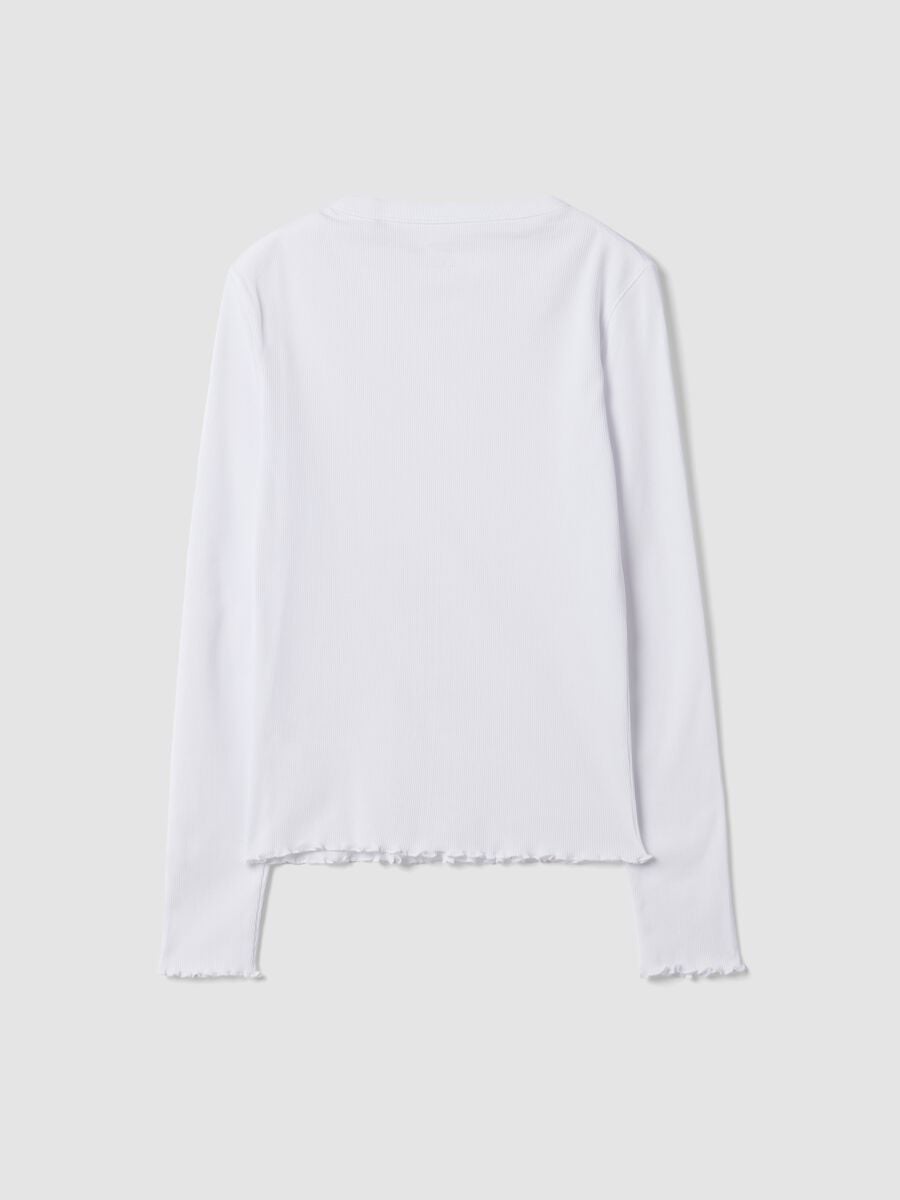 T-shirt bianca in puro cotone a maniche lunghe girocollo regular fit_6