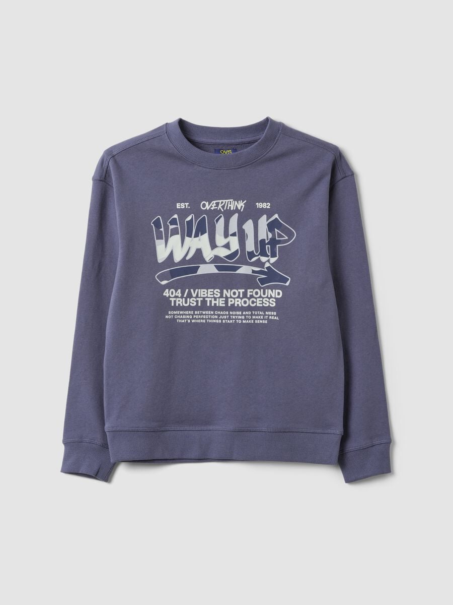 Grey pure cotton sweatshirt with front print for boys, relaxed fit_3