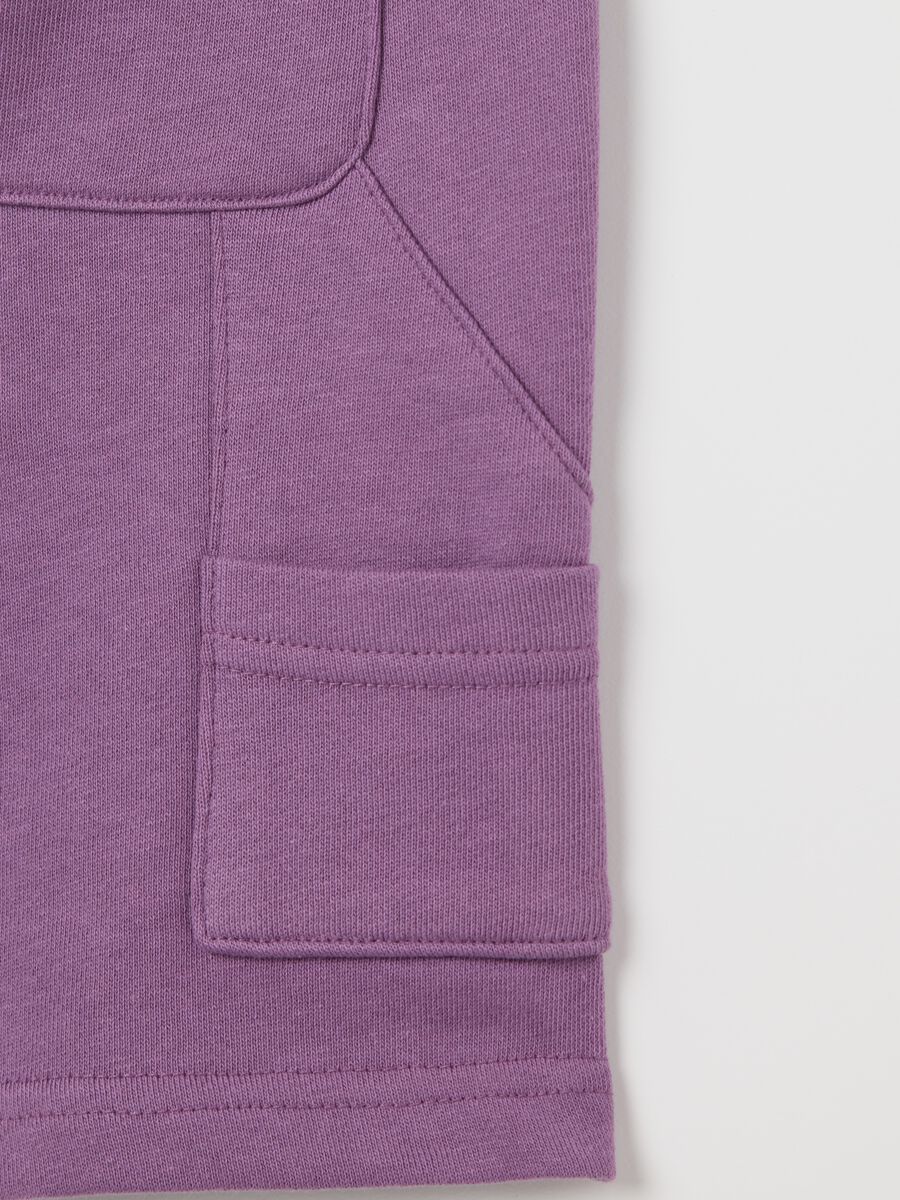Purple worker Bermuda shorts in cotton with drawstring_3