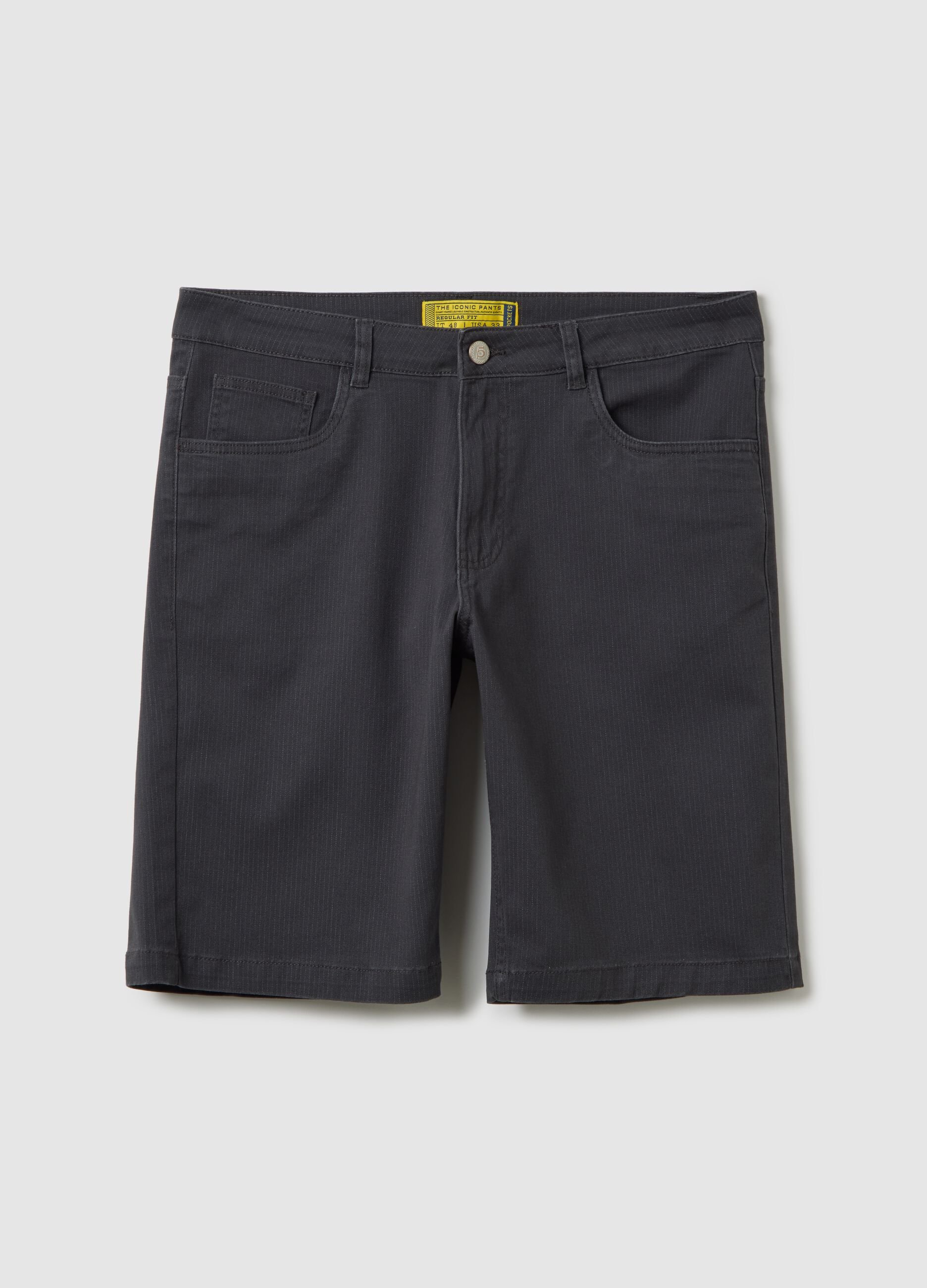 Regular black stretch cotton shorts