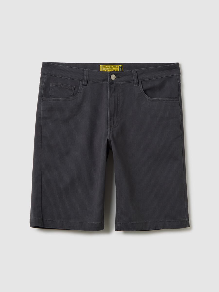 Regular black stretch cotton shorts_4