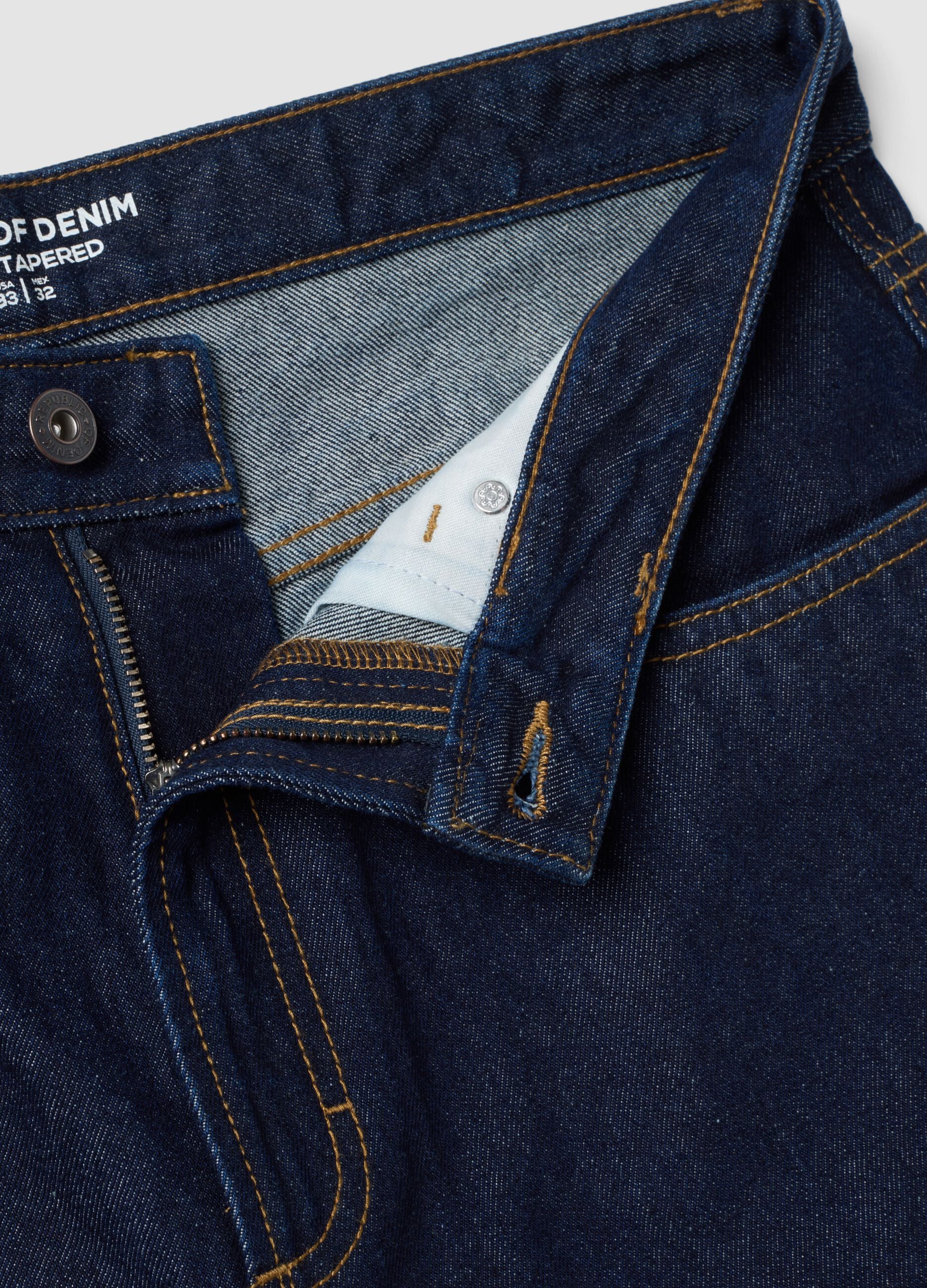 Pure cotton denim jeans, regular tapered fit