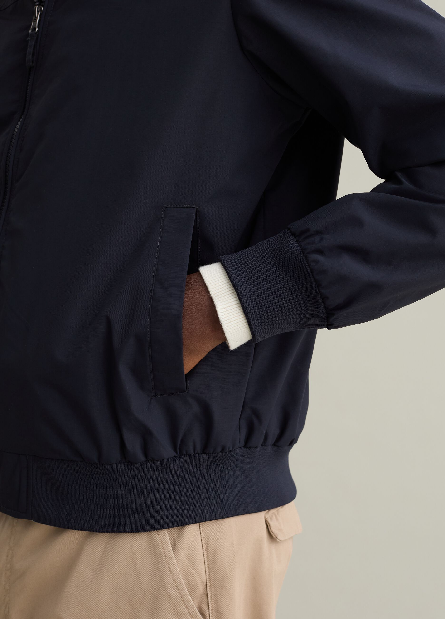 Full-zip bomber jacket with high neck