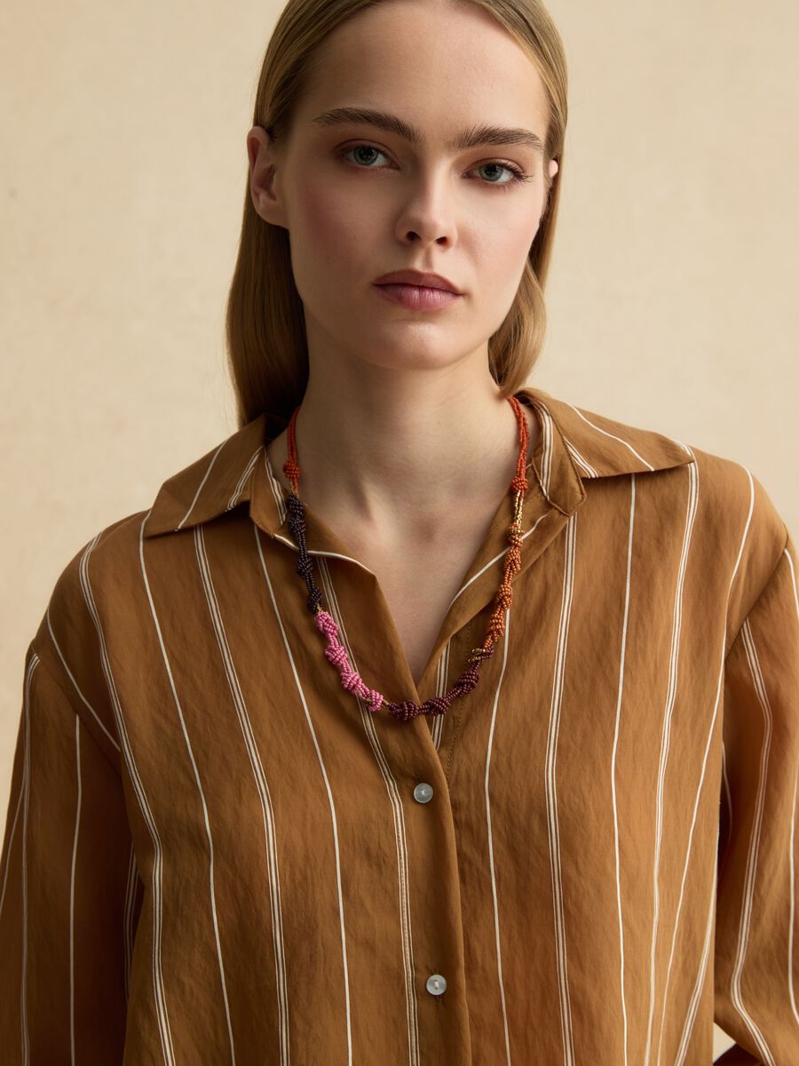 Camicia in misto lyocell a righe multicolor regular fit_2