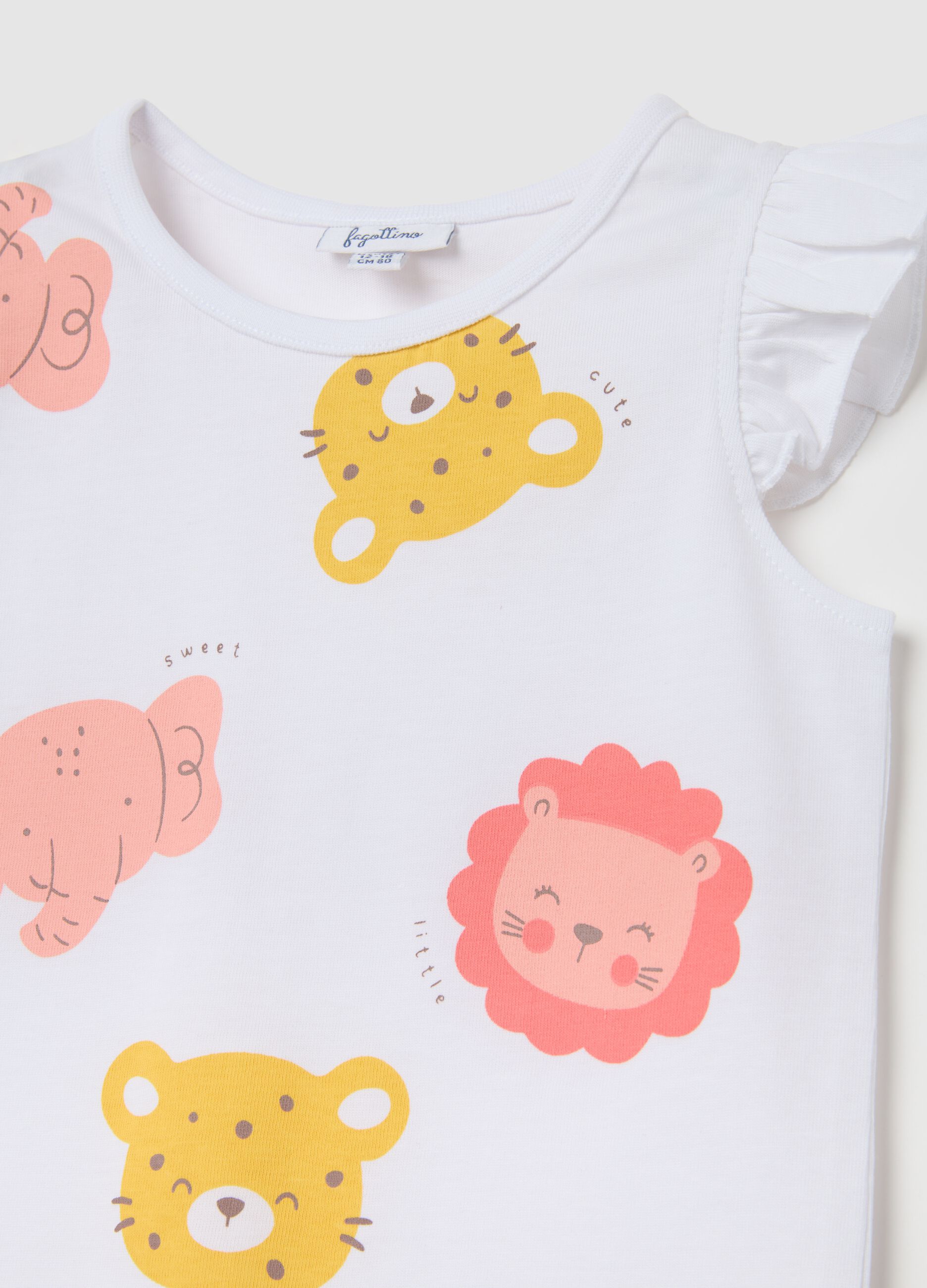 Girl's multicoloured pure cotton T-shirt, regular fit with prints