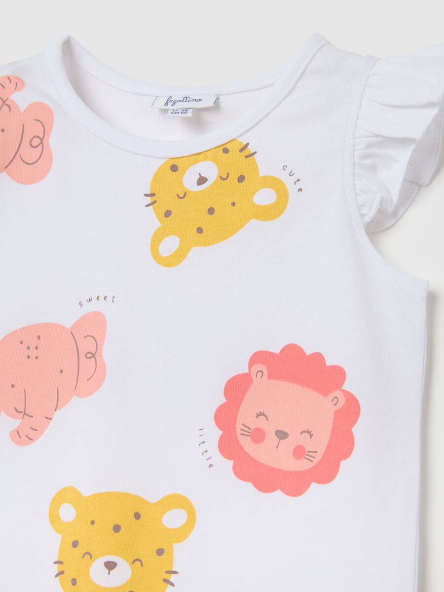 Girl's multicoloured pure cotton T-shirt, regular fit with prints_2