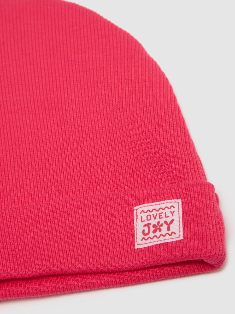 Pack of two stretch cotton hats in pink regular fit for newborns_2