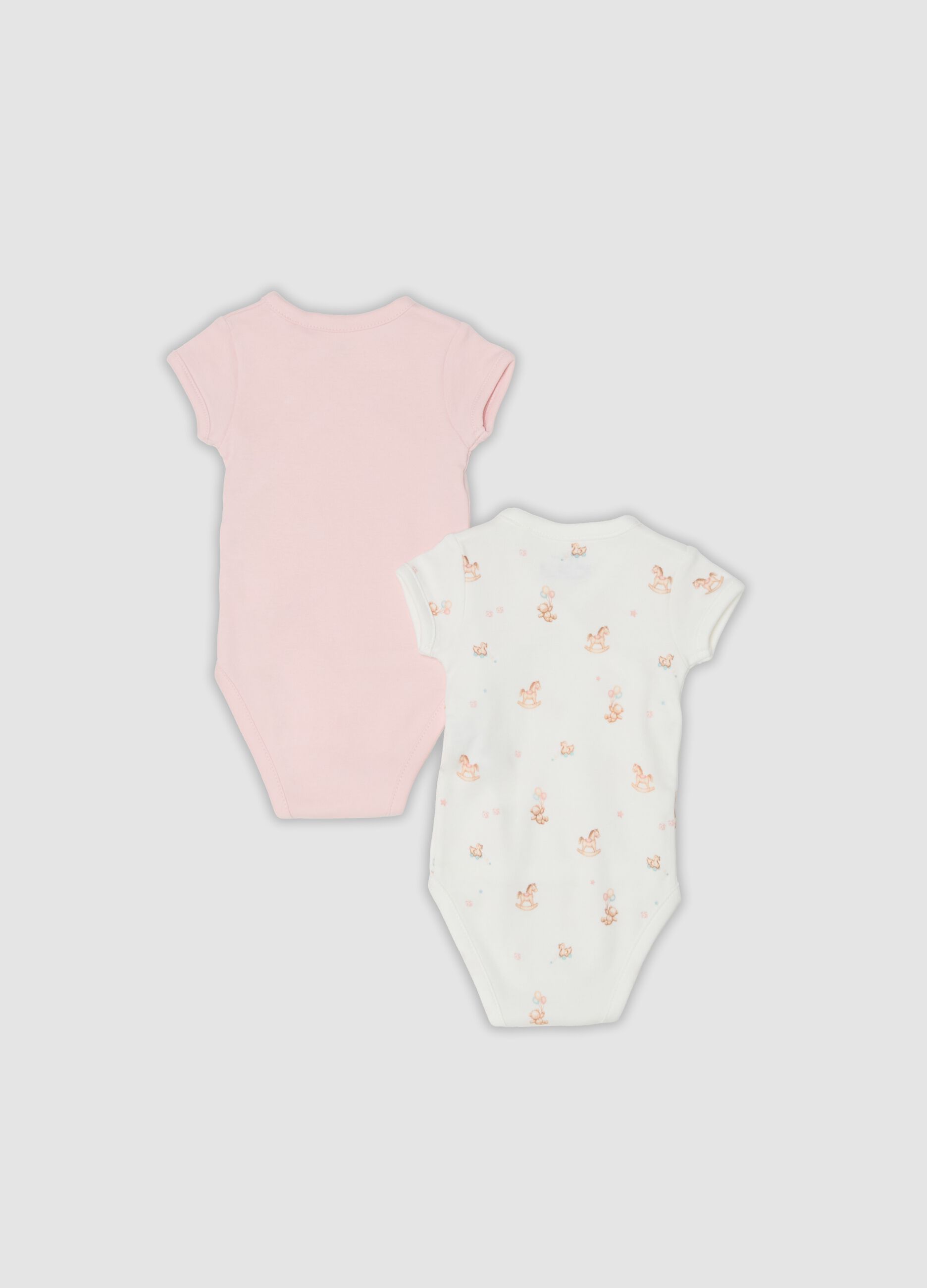 Pack of 2 multicolour organic cotton baby girl bodysuits with cute animals