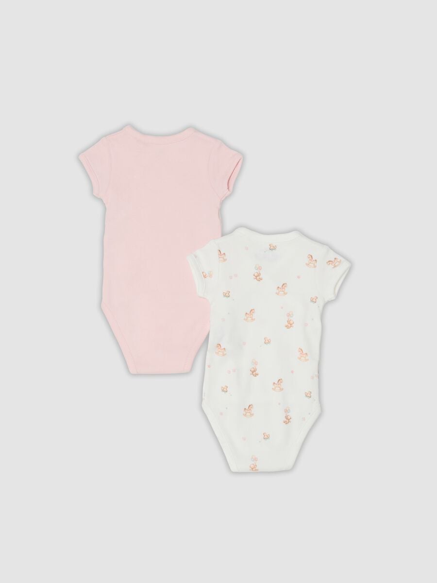 Pack of 2 multicolour organic cotton baby girl bodysuits with cute animals_2