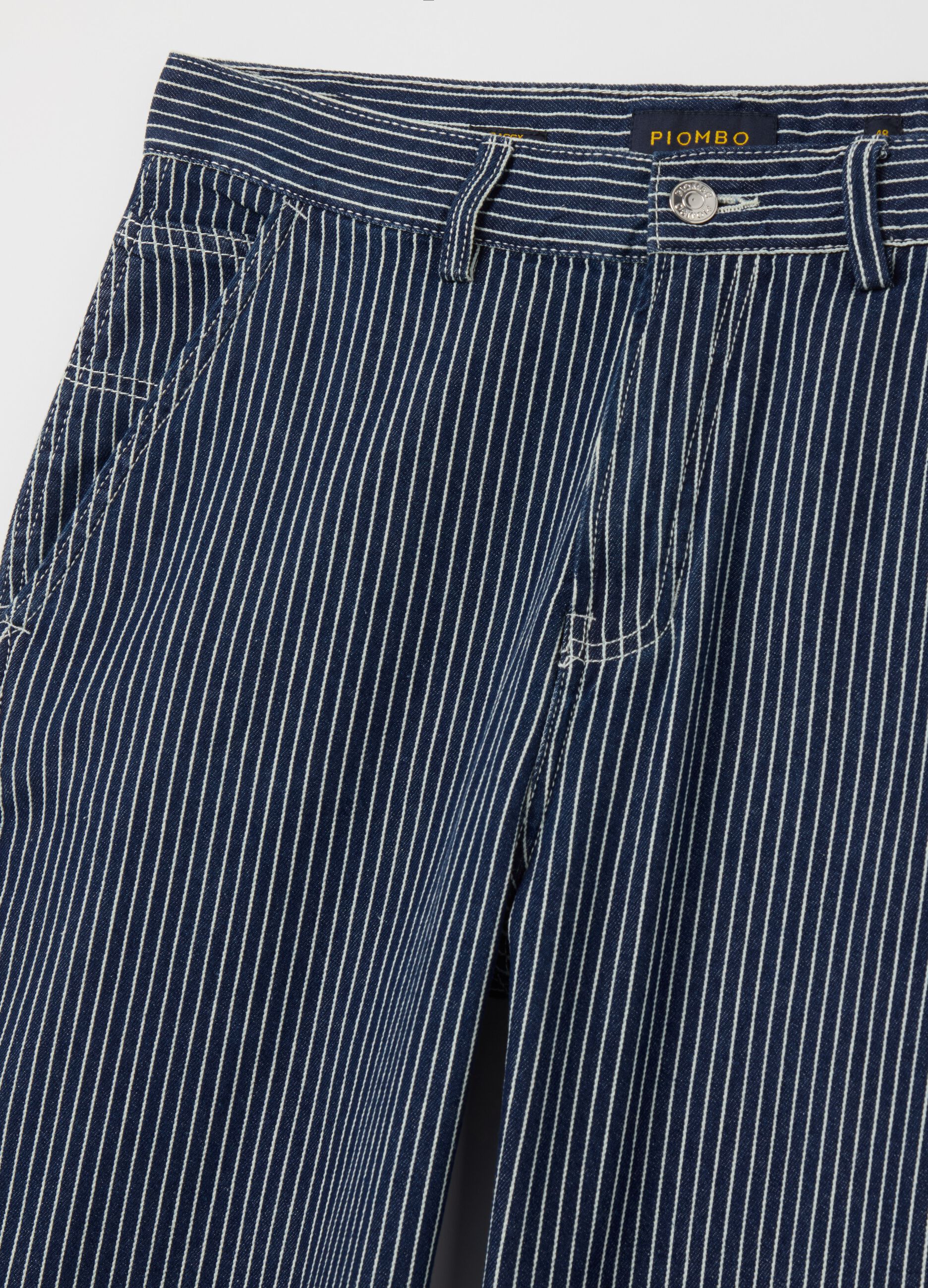 Pinstriped worker chino trousers