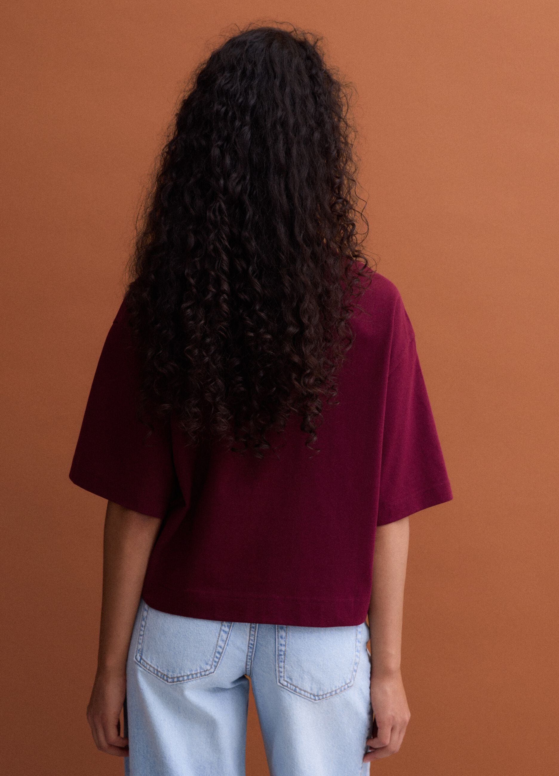 Red cotton-blend jersey crew-neck T-shirt, regular fit