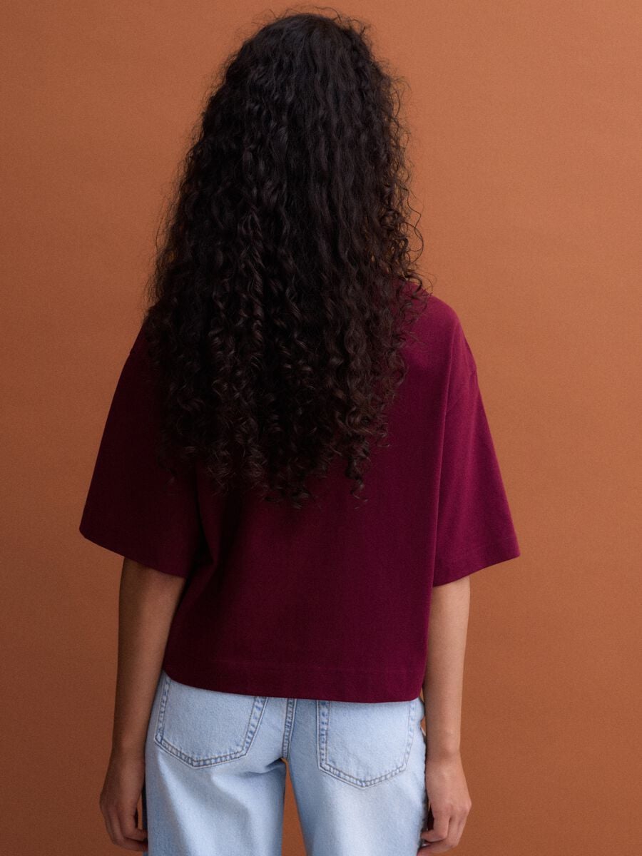 T-shirt rossa in misto cotone jersey a girocollo regular fit_3