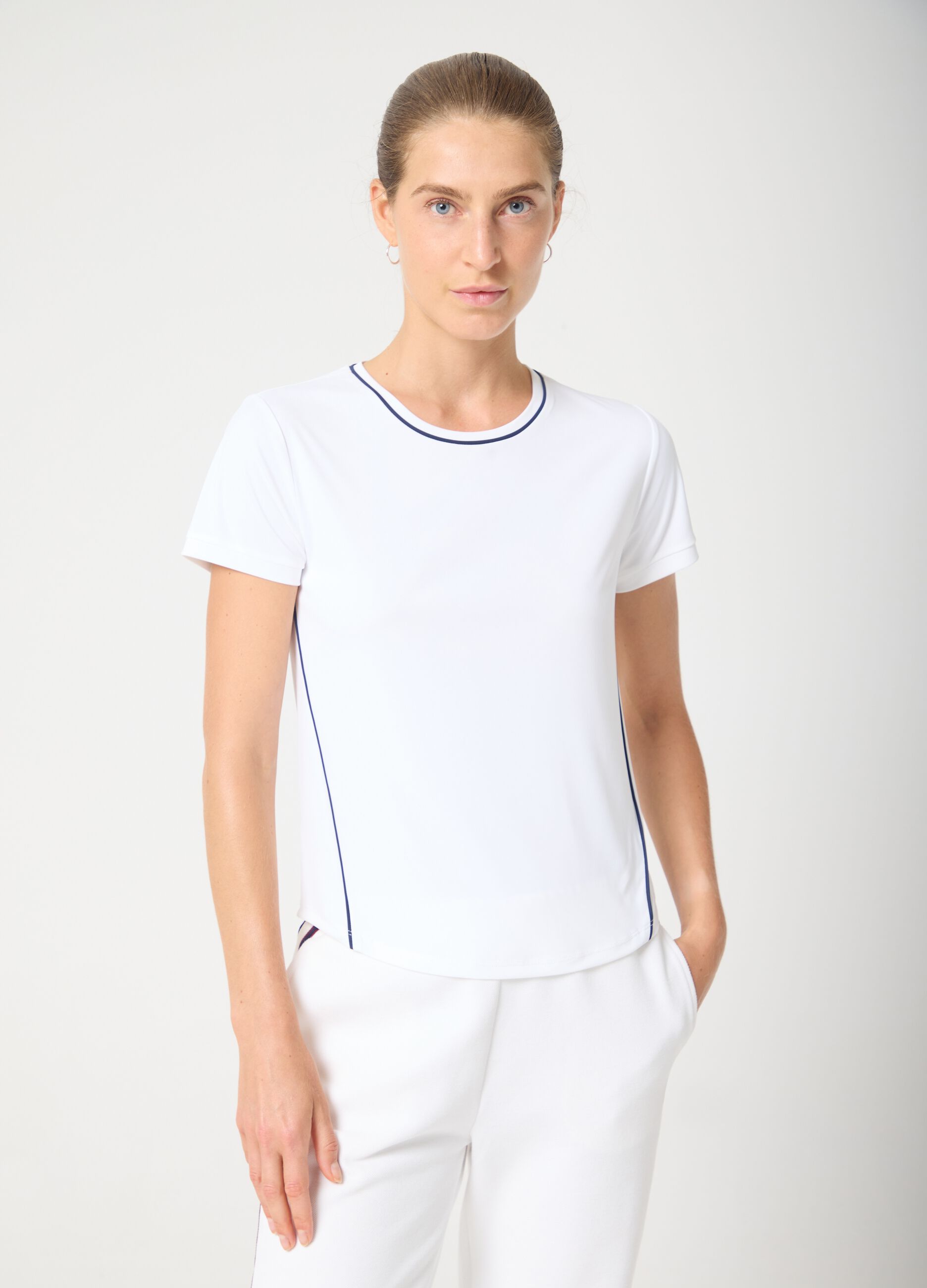 Breathable technical fabric T-shirt with contrasting trims ALTAVIA COURT