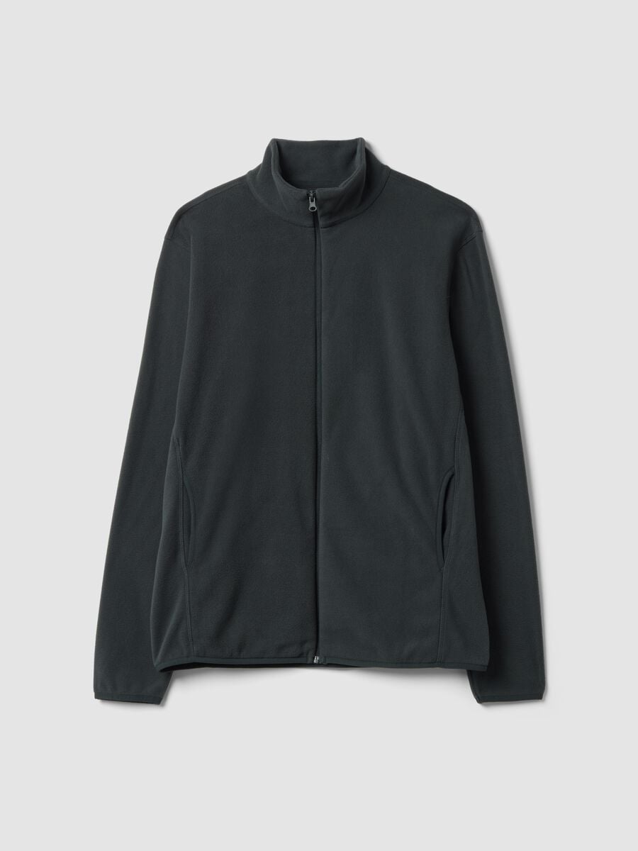 Felpa grigia con colletto e zip regular fit in pile_0