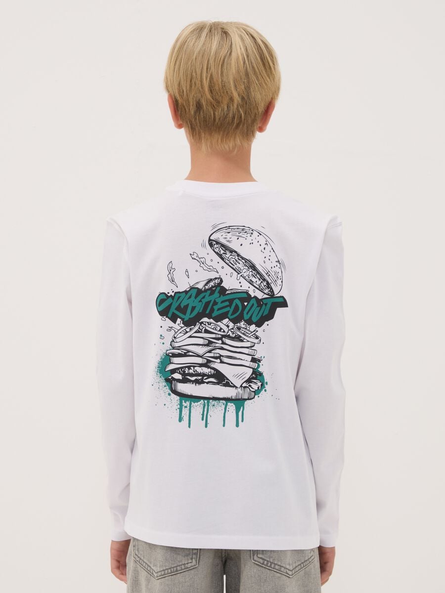 T-shirt bianca in puro cotone organico relaxed fit con stampa_2