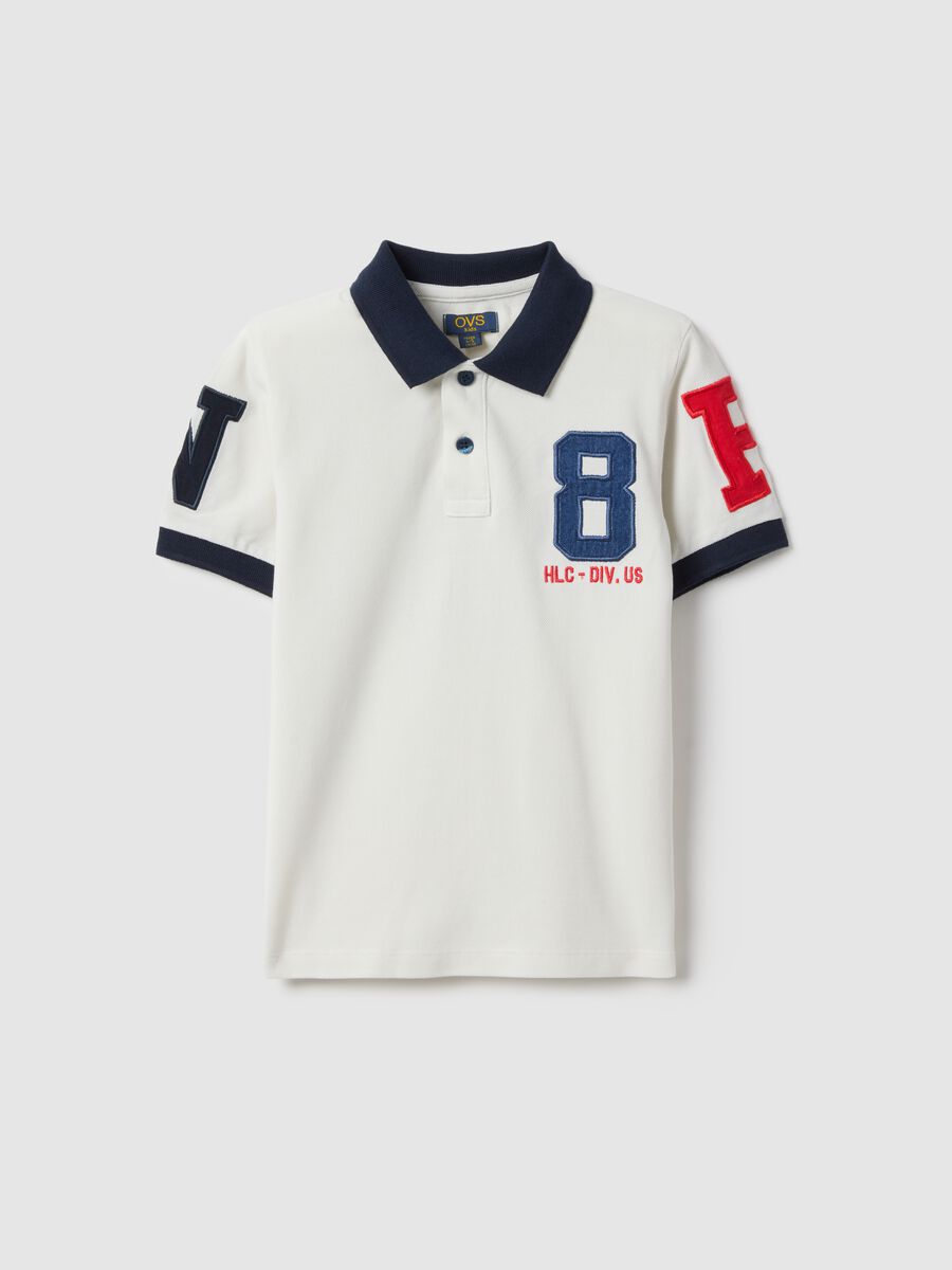 Children's white pure cotton regular fit polo_0