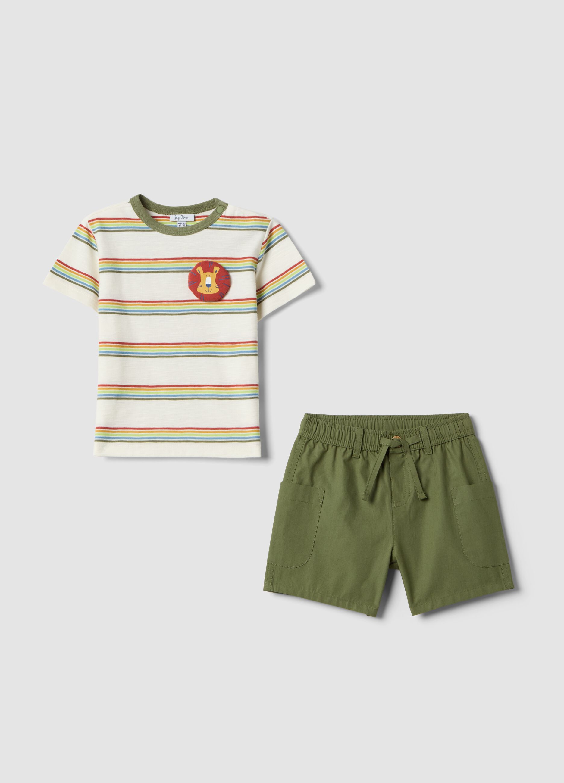 Multicolour pure cotton boys&rsquo; set with lion patch