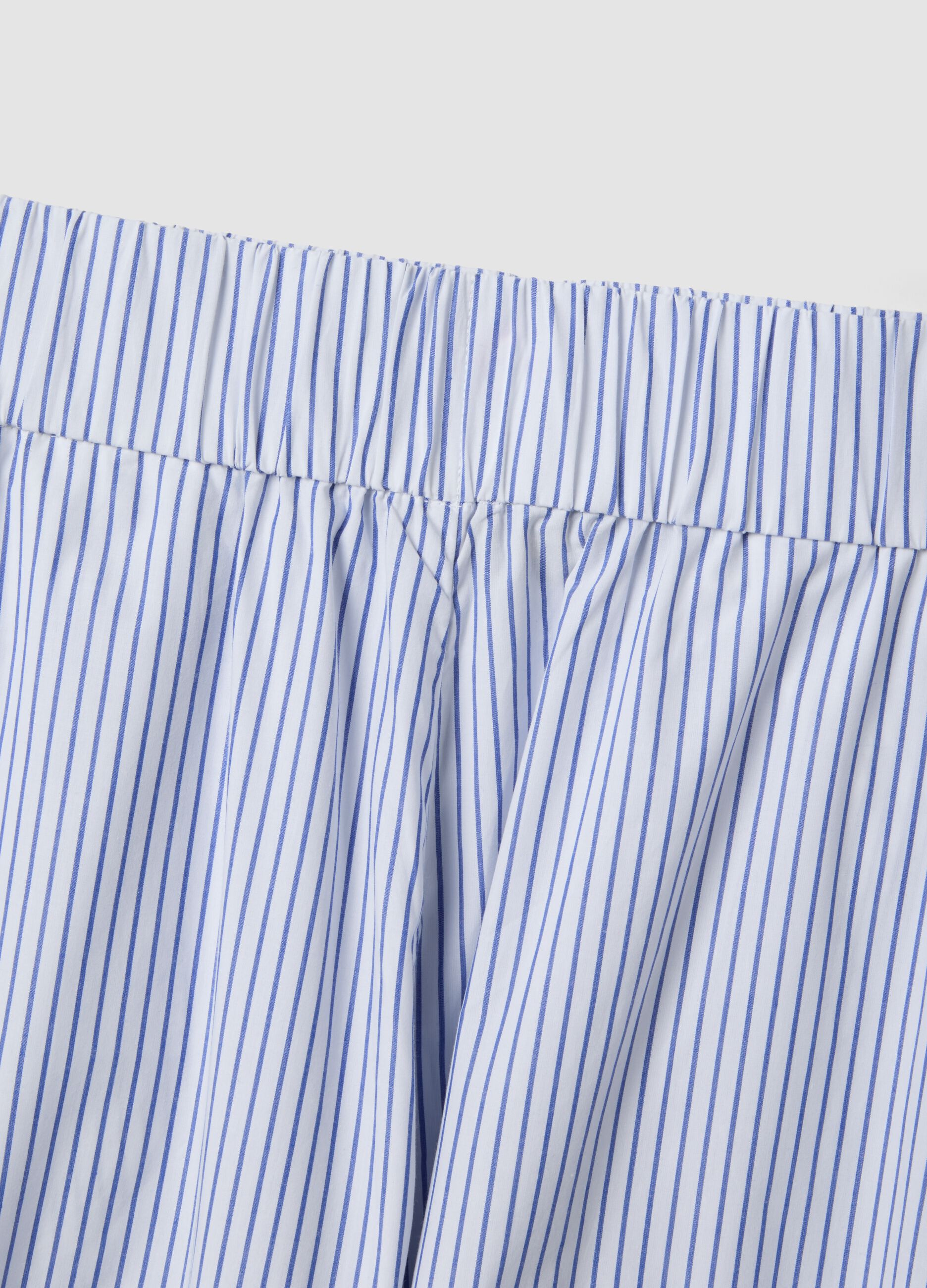 Long white and blue striped pure cotton skirt