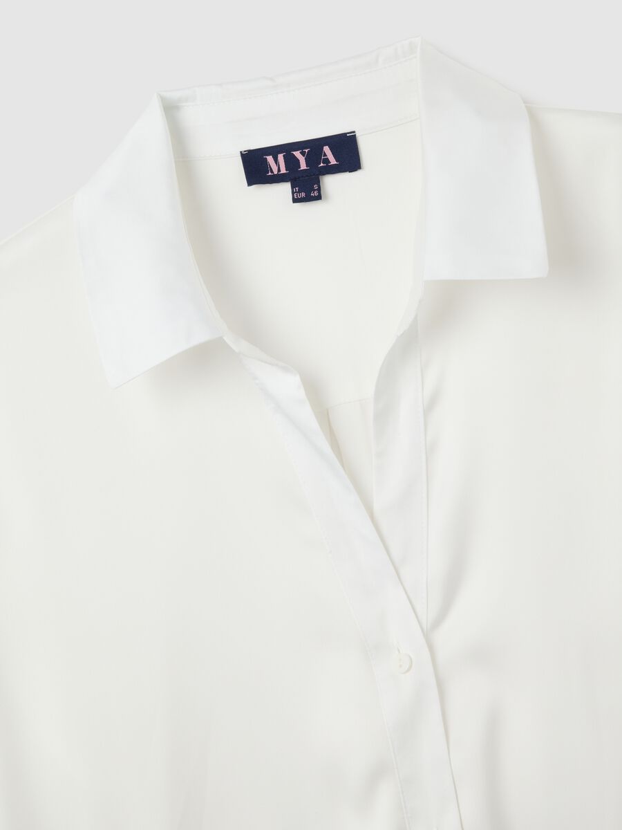 White Satin Shirt Regular Fit_1