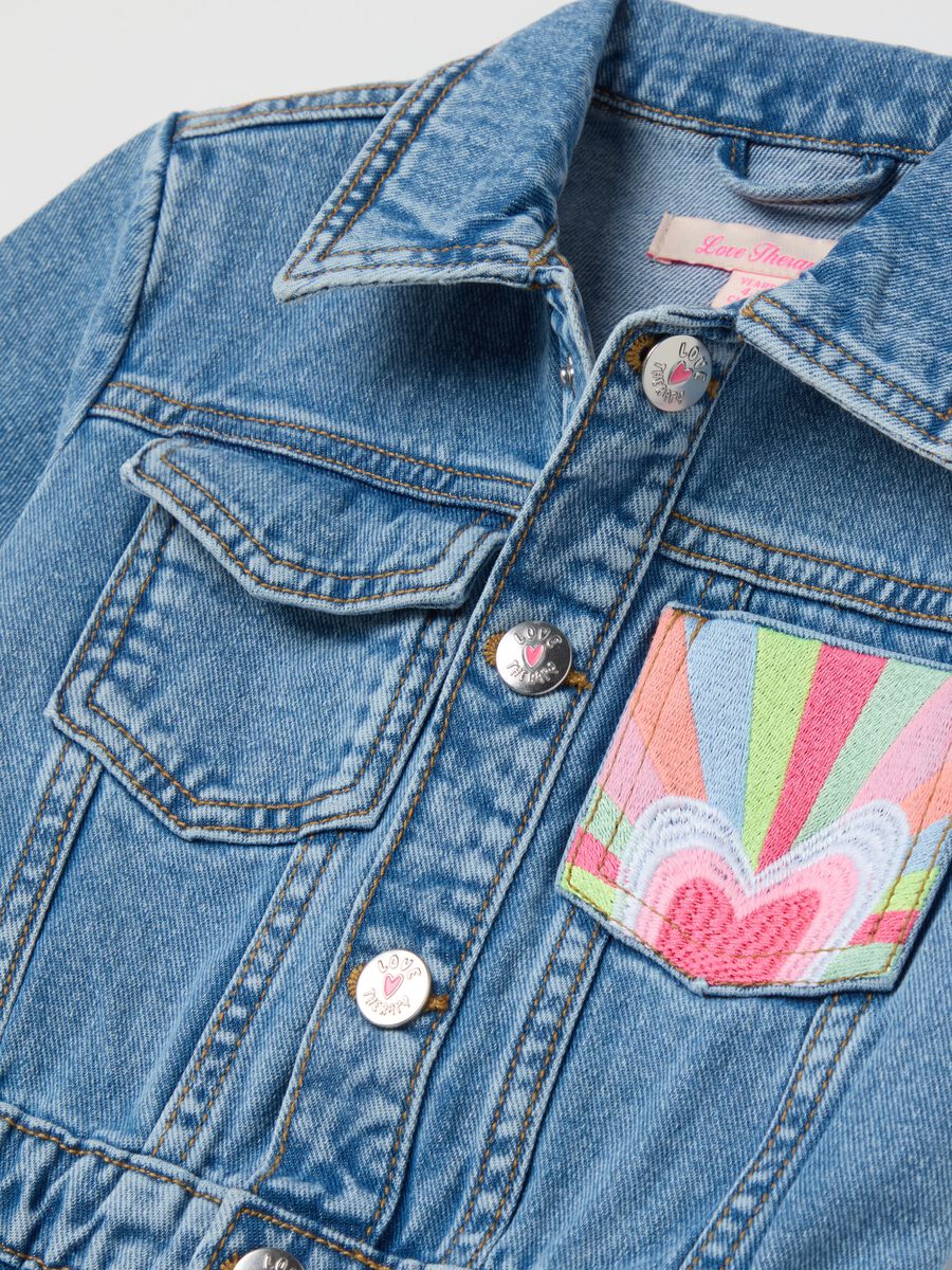 Short-sleeved dress in denim with embroidery_2