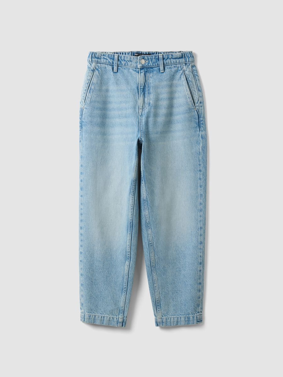 Light blue pure cotton denim carrot-fit jeans_4