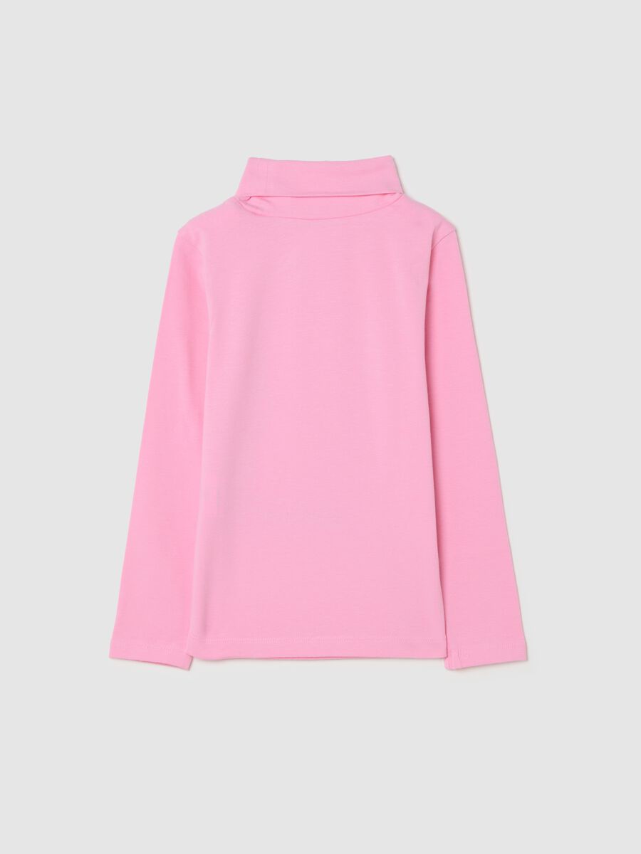 Girls' pink cotton T-shirt with regular fit and print_1