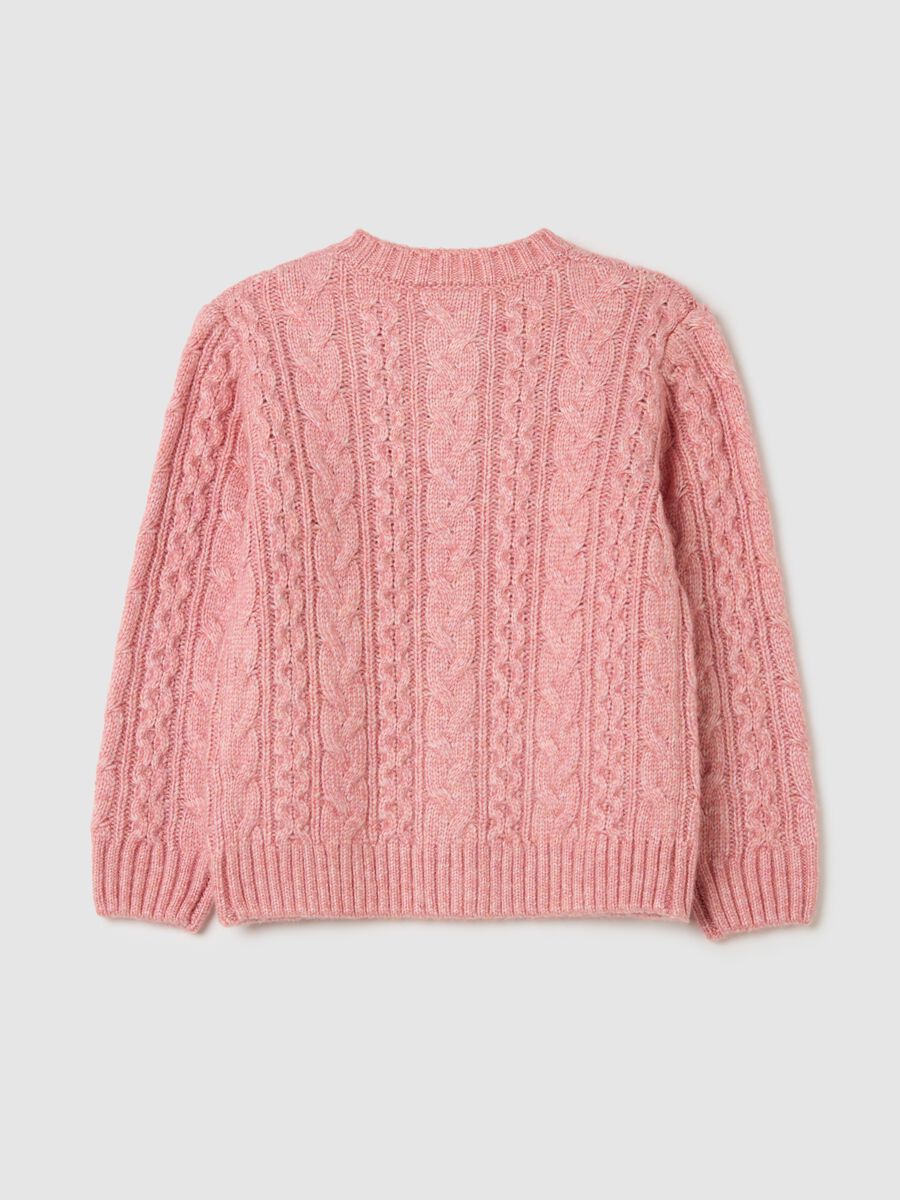 Pink regular fit girl's cardigan with buttons_1