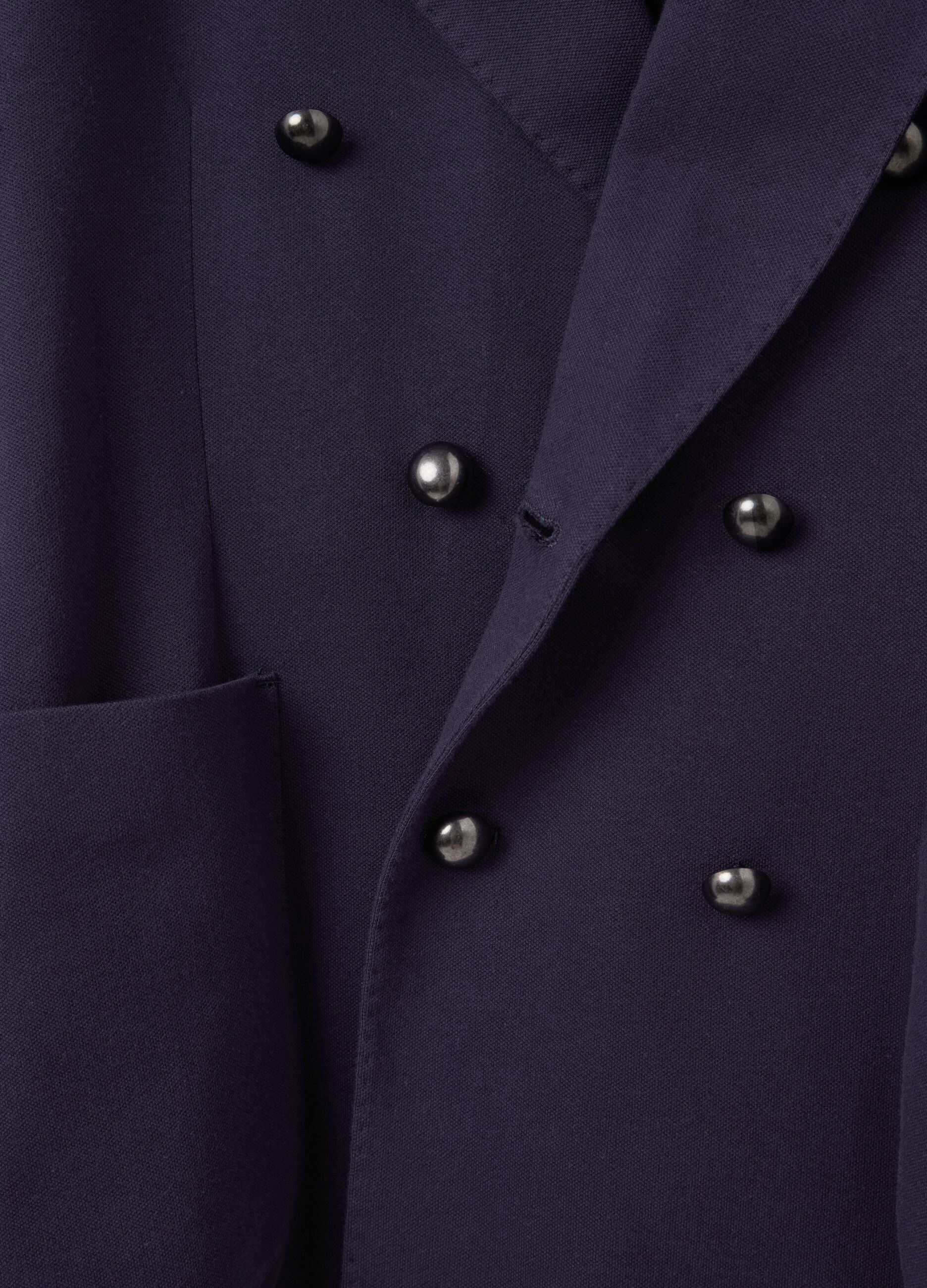 Blazer da uomo in cotone elasticizzato blu slim fit