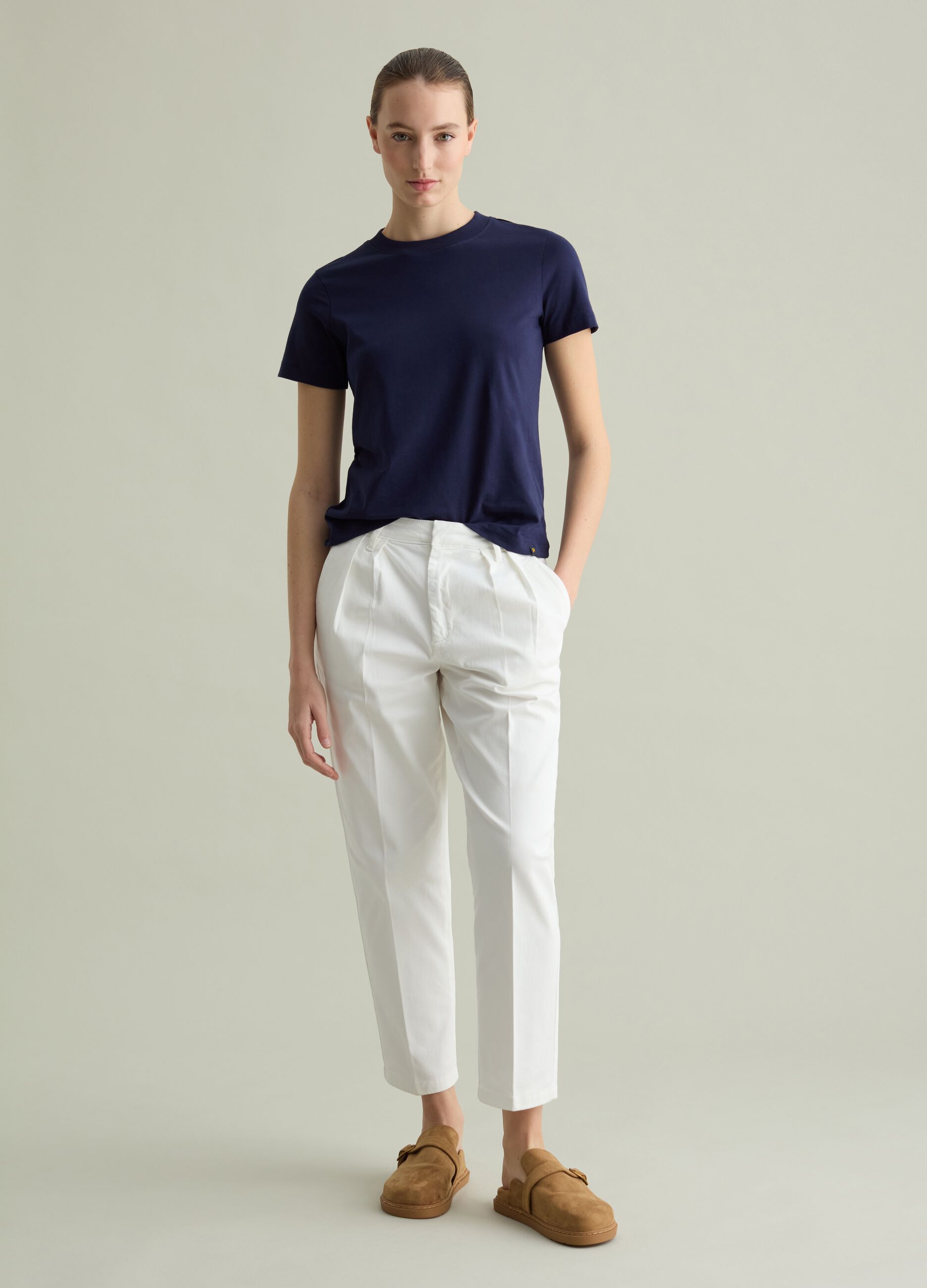 Cotton T-shirt with round neck